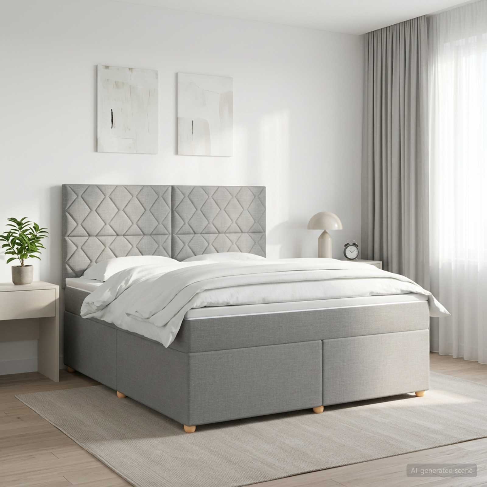 Boxspringbett mit Matratze Hellgrau 140 x 200 cm Stoff