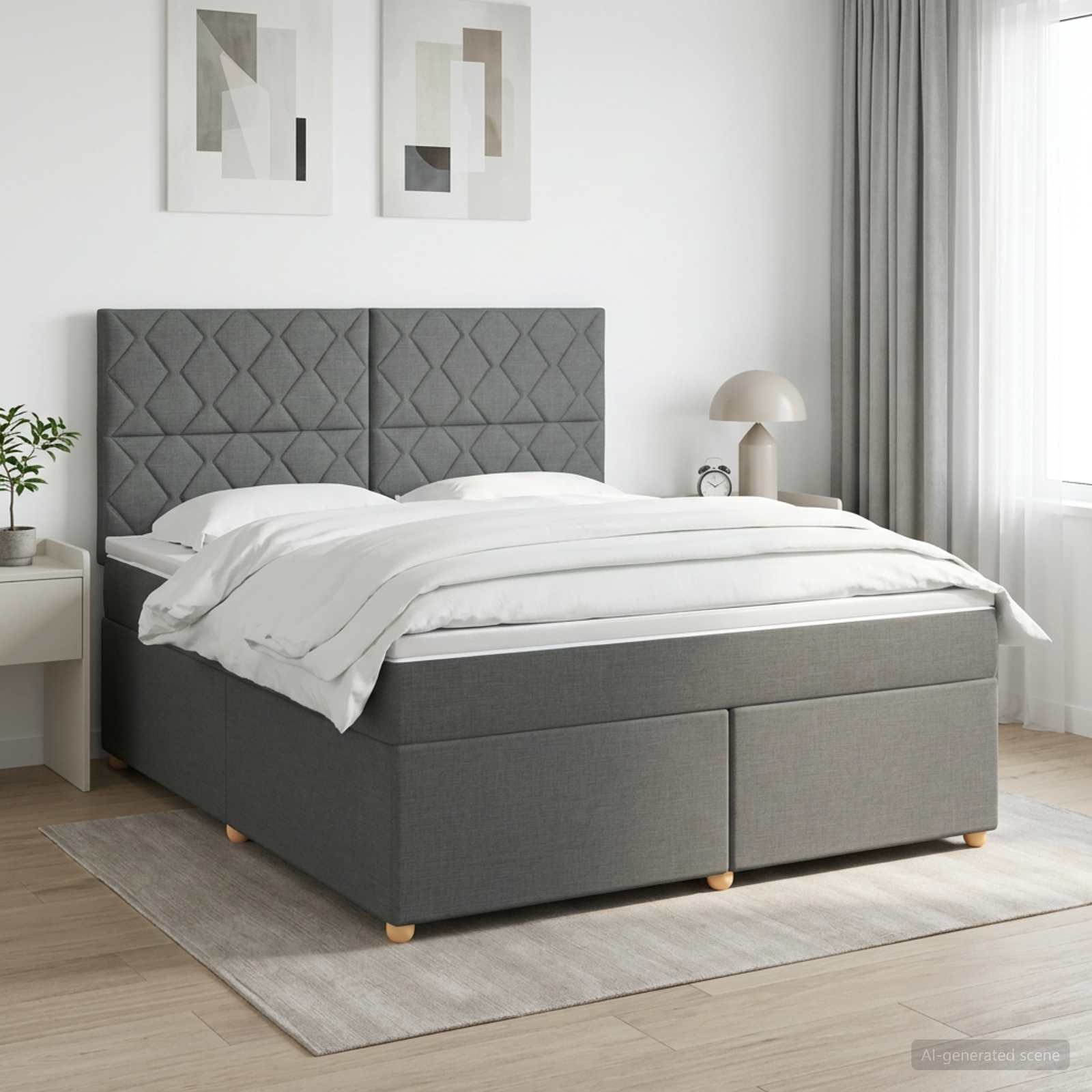 Boxspringbett mit Matratze Dunkelgrau 140 x 190 cm Stoff