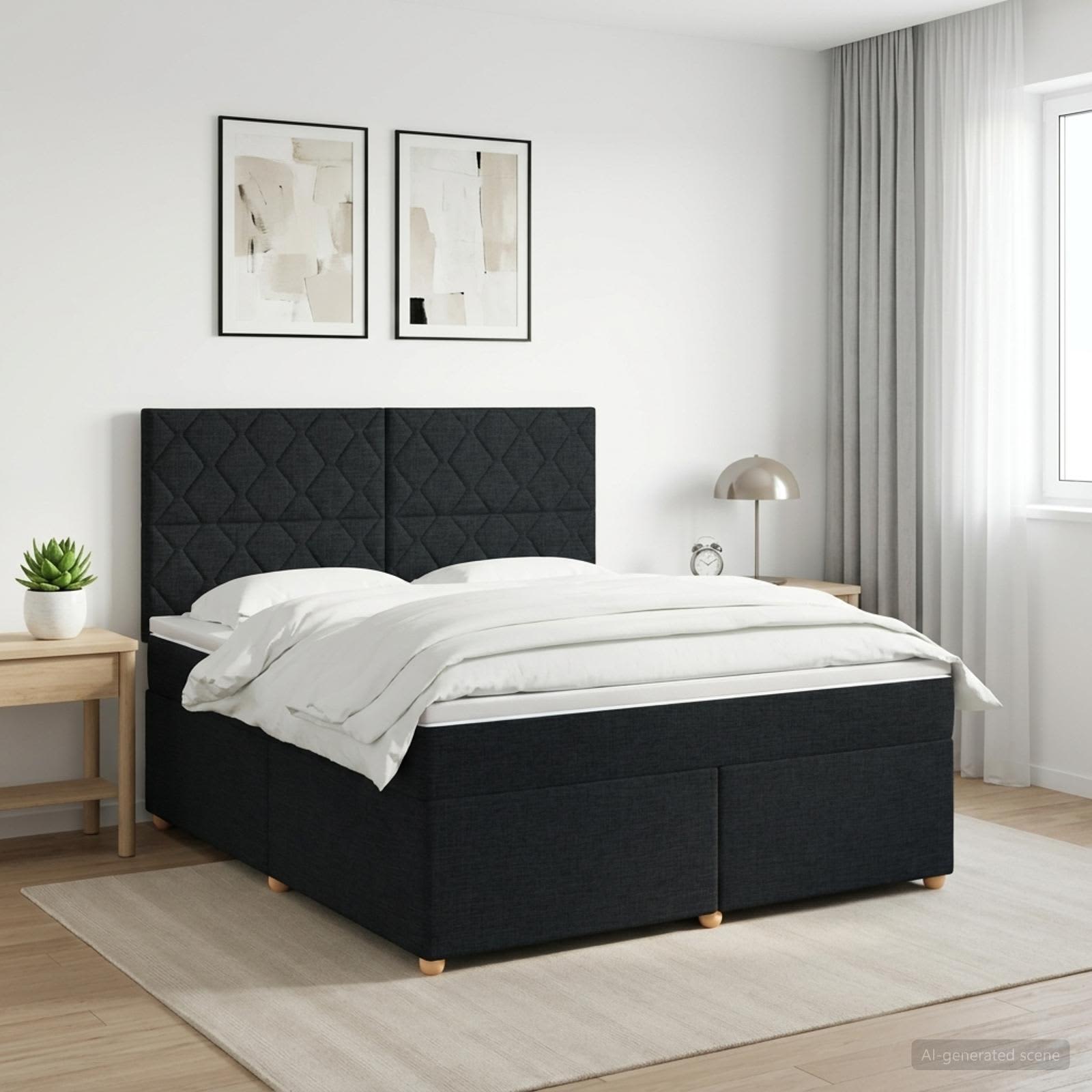 Boxspringbett mit Matratze Schwarz 140 x 200 cm Stoff