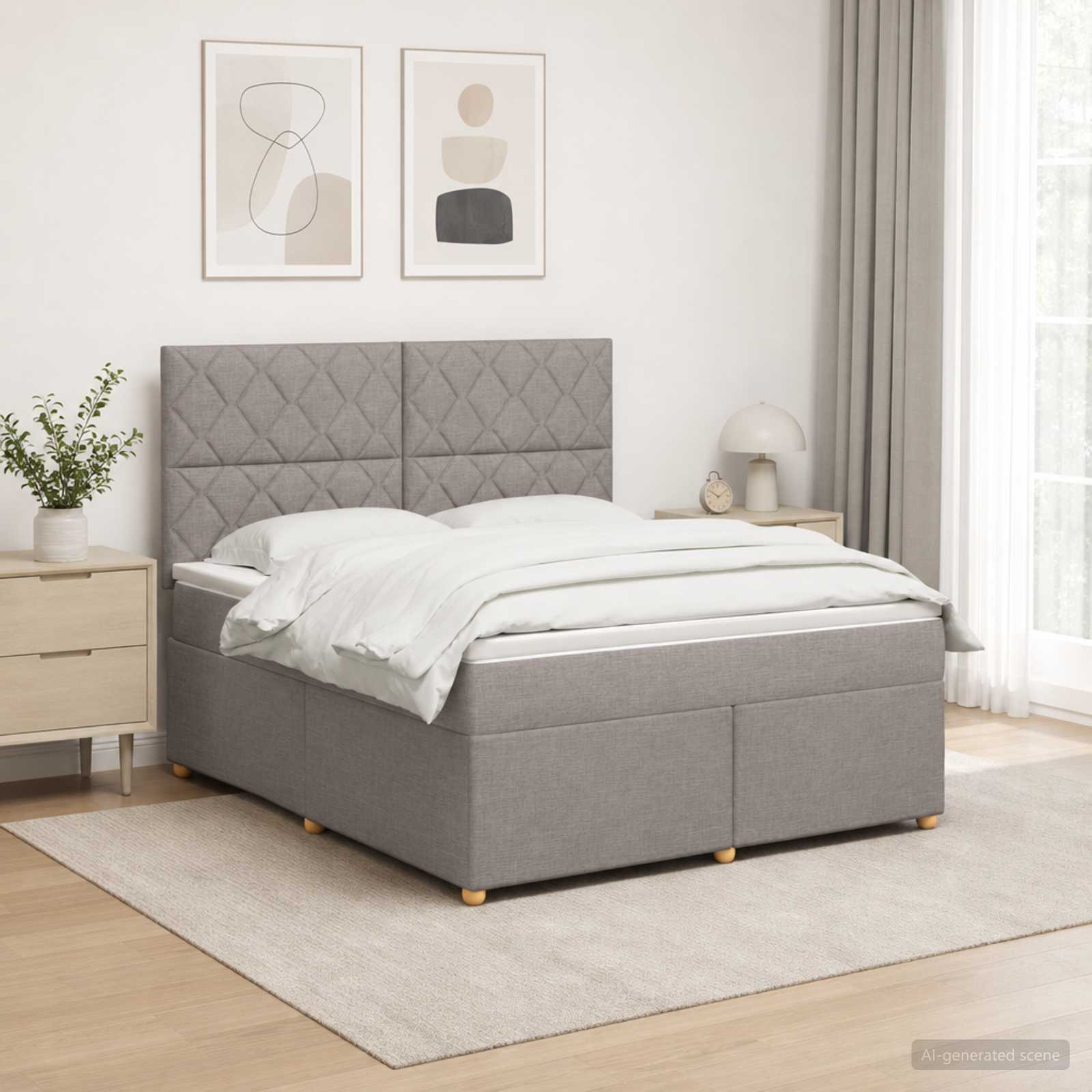 Boxspringbett mit Matratze Taupe 140 x 200 cm Stoff
