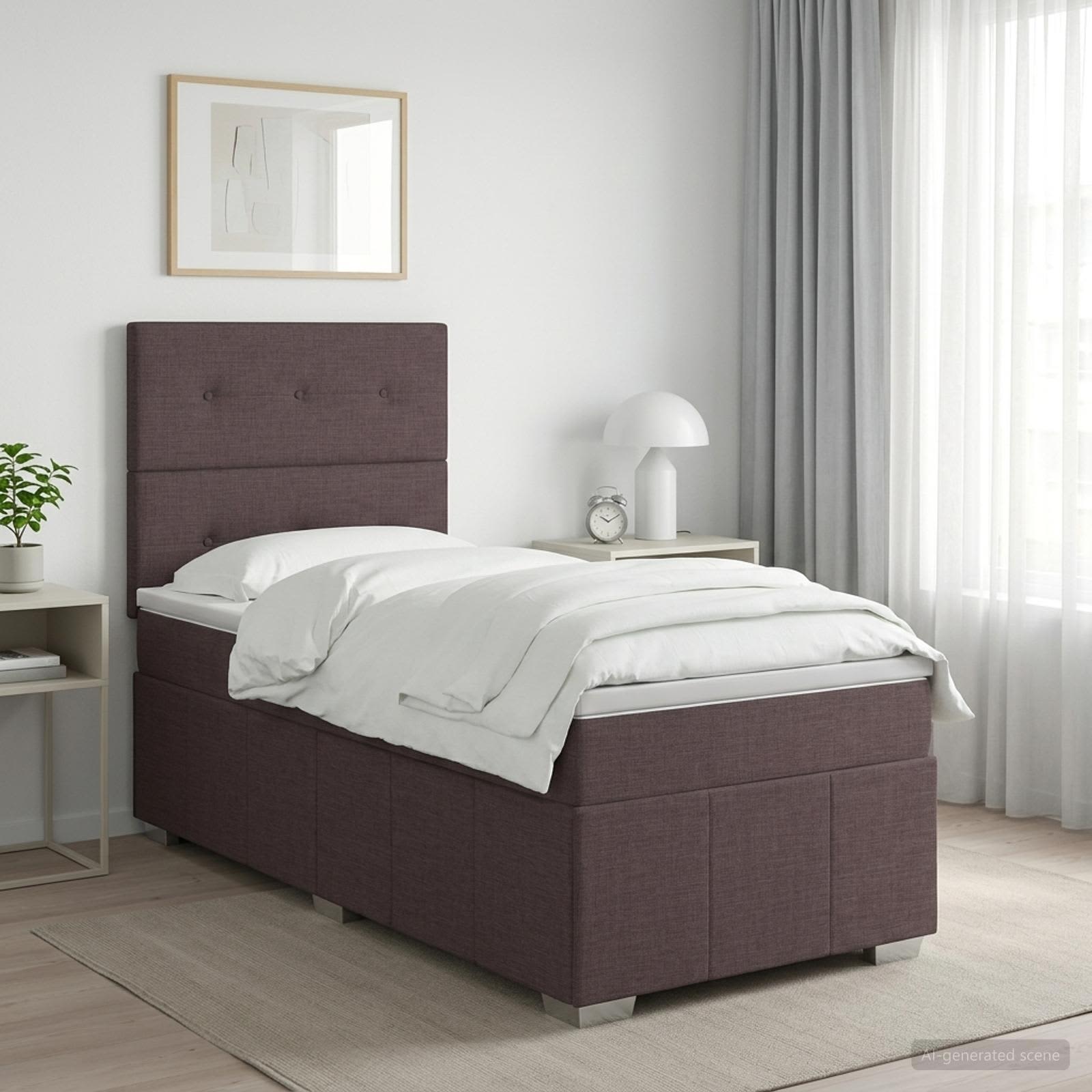 Boxspringbett mit Matratze Dunkelbraun 100 x 200 cm Stoff