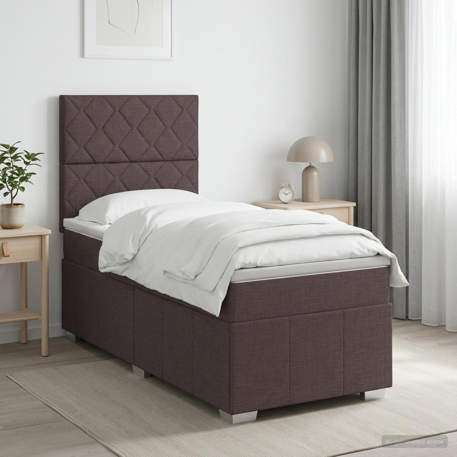 Boxspringbett mit Matratze Dunkelbraun 90 x 200 cm Stoff