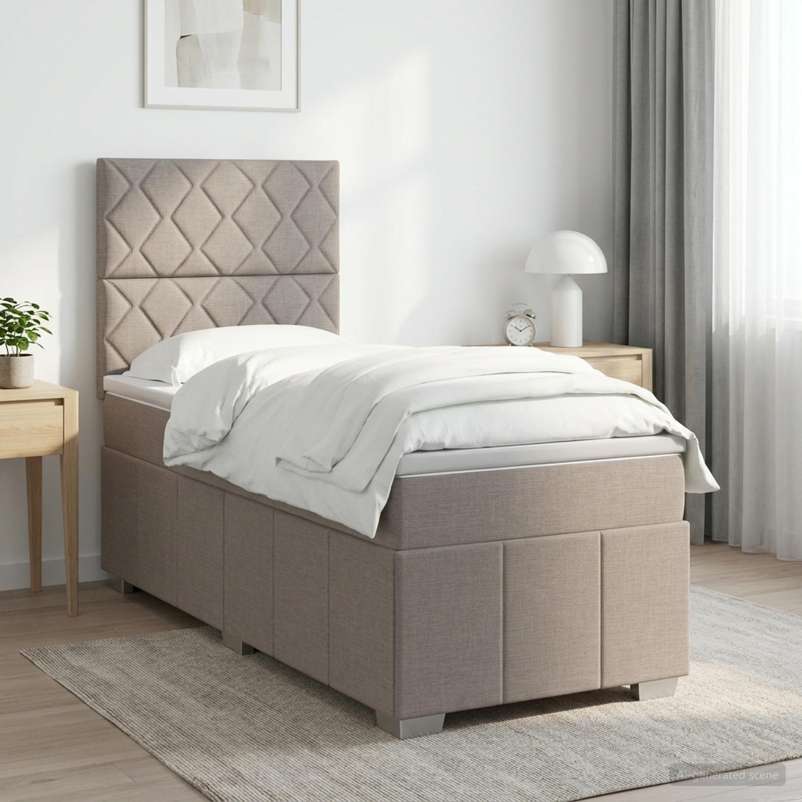Boxspringbett mit Matratze Taupe 100 x 200 cm Stoff