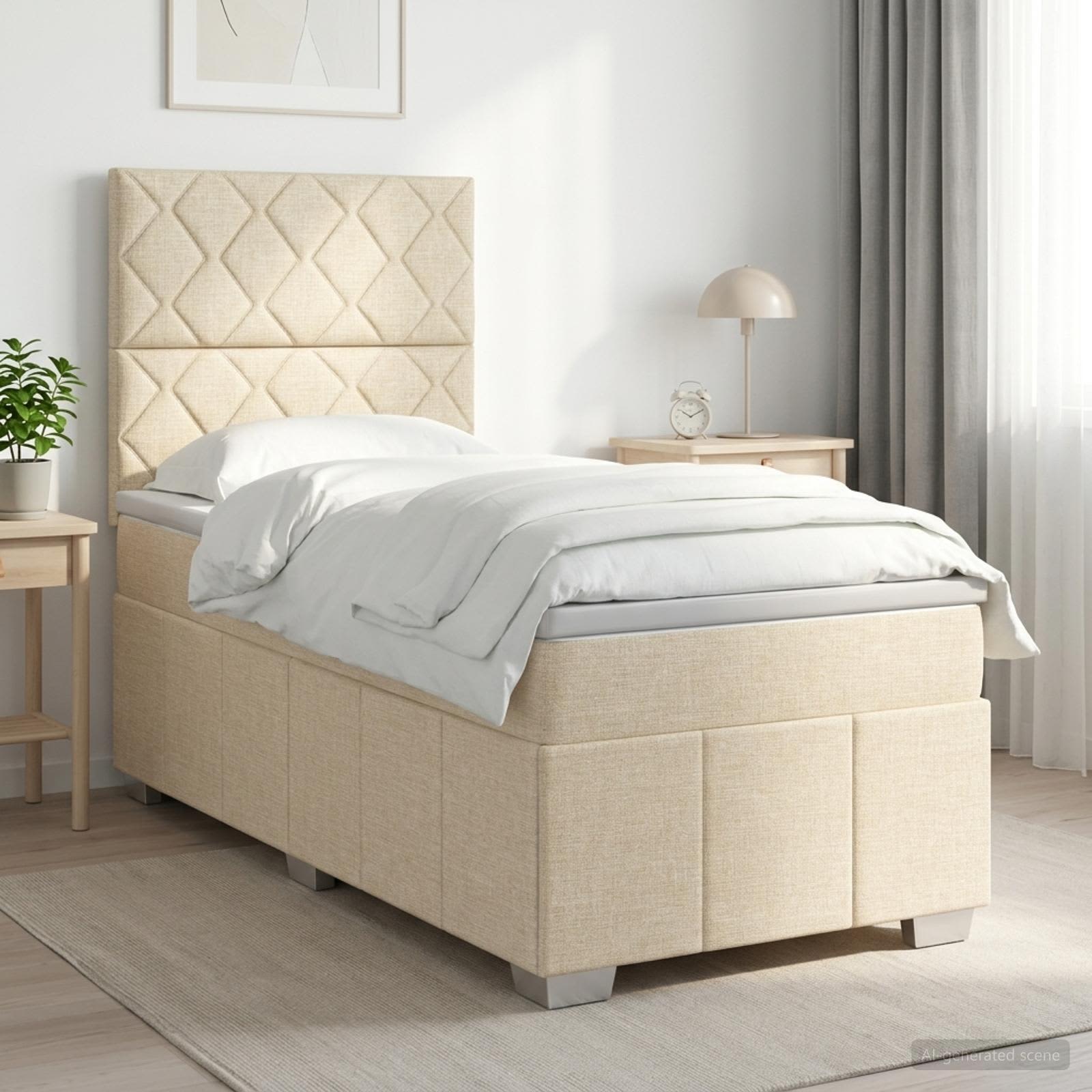 Boxspringbett mit Matratze Creme 100 x 200 cm Stoff