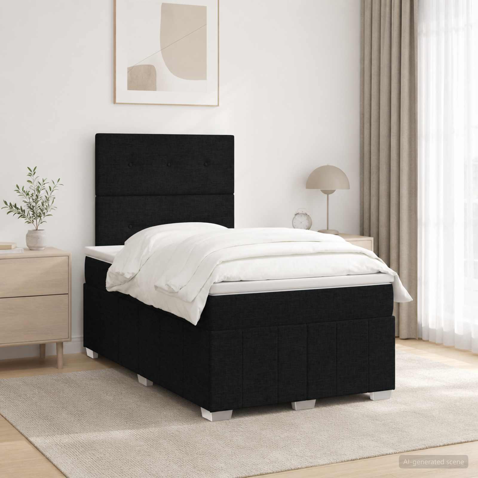 Boxspringbett mit Matratze Schwarz 120 x 190 cm Stoff