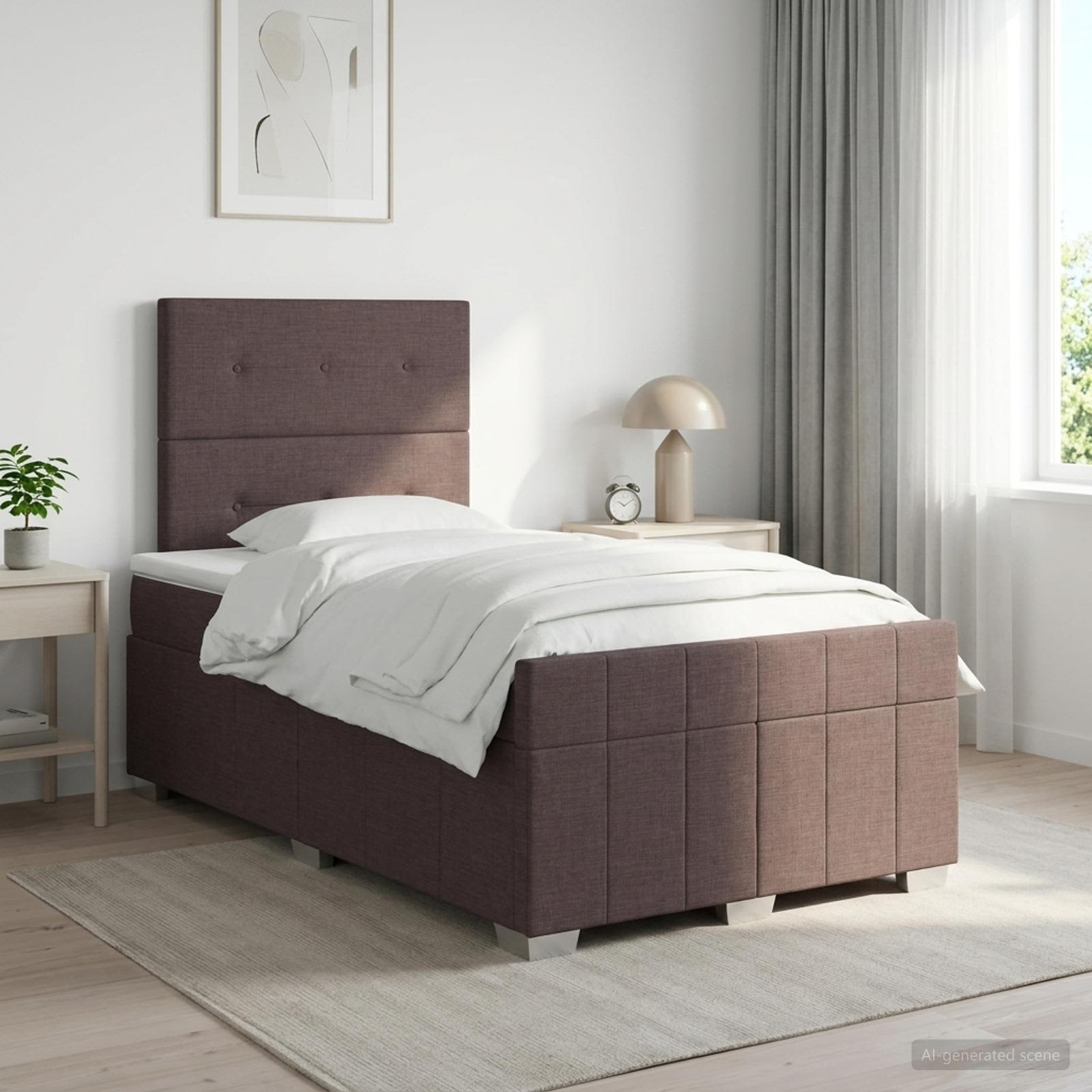 Boxspringbett mit Matratze Dunkelbraun 120 x 190 cm Stoff