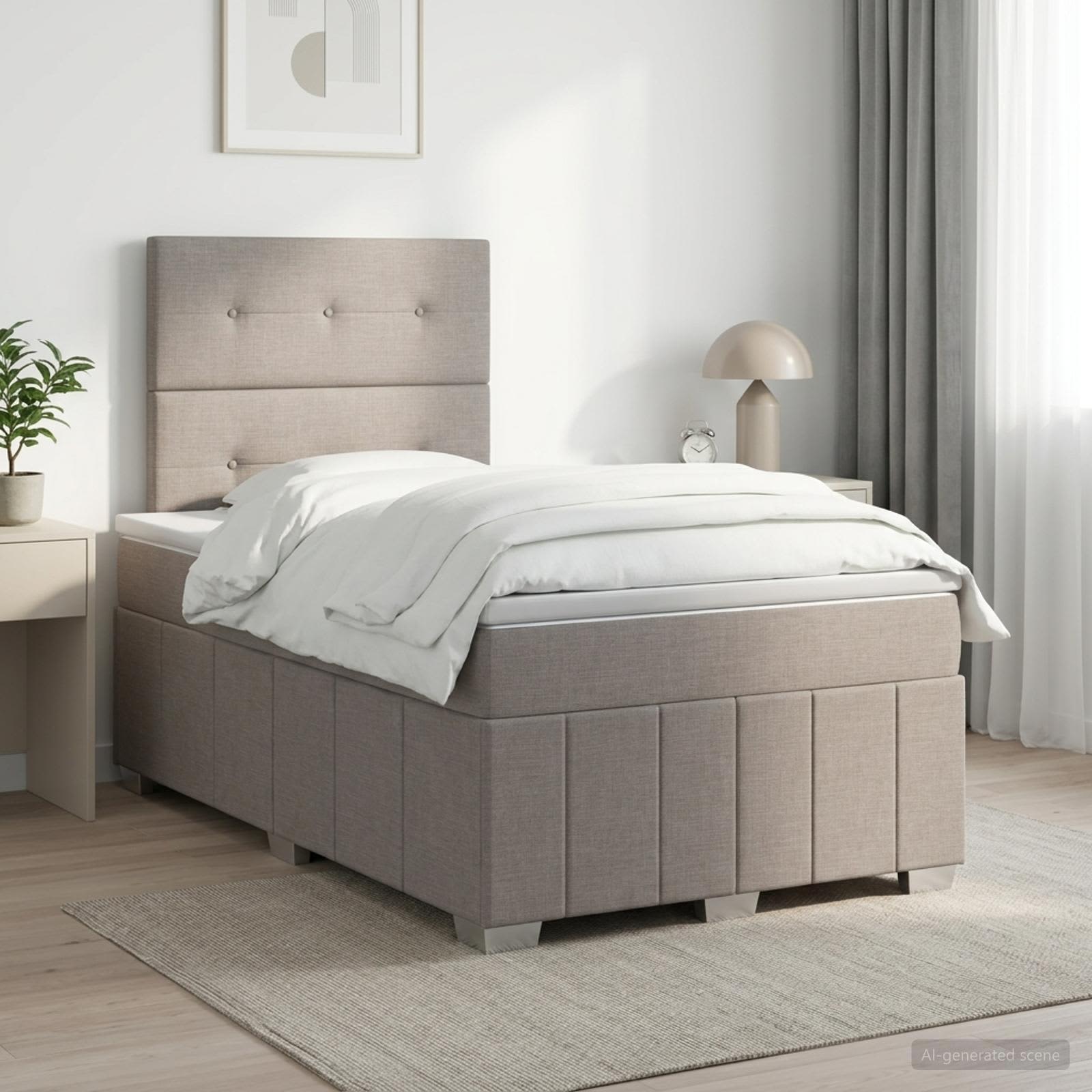 Boxspringbett mit Matratze Taupe 120 x 190 cm Stoff