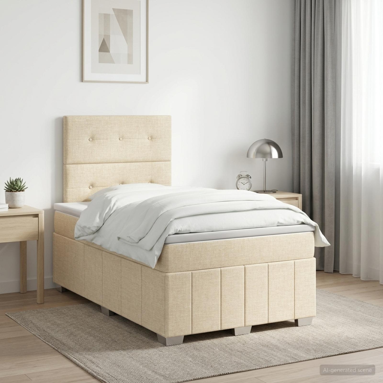 Boxspringbett mit Matratze Creme 120 x 190 cm Stoff