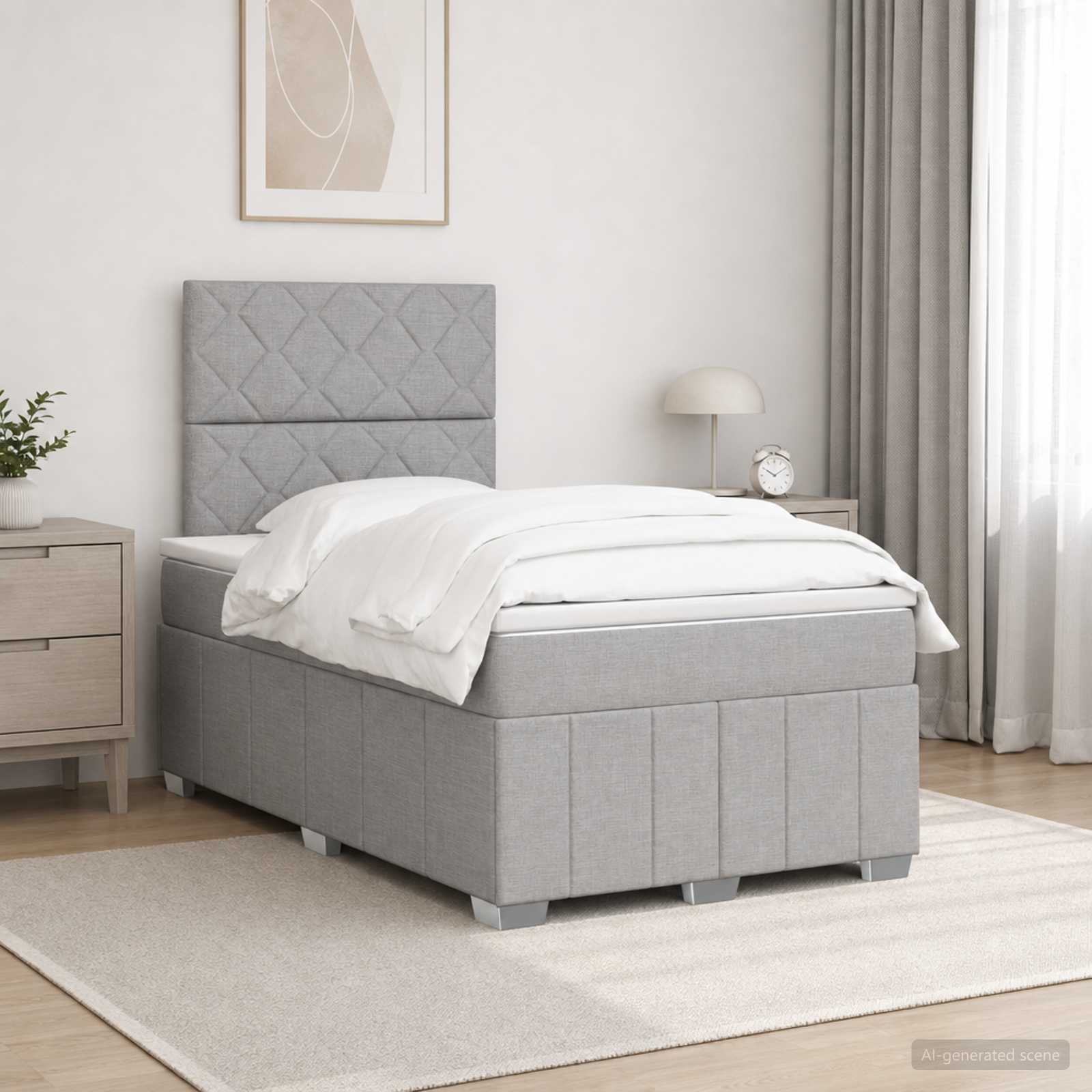 Boxspringbett mit Matratze Hellgrau 120 x 190 cm Stoff