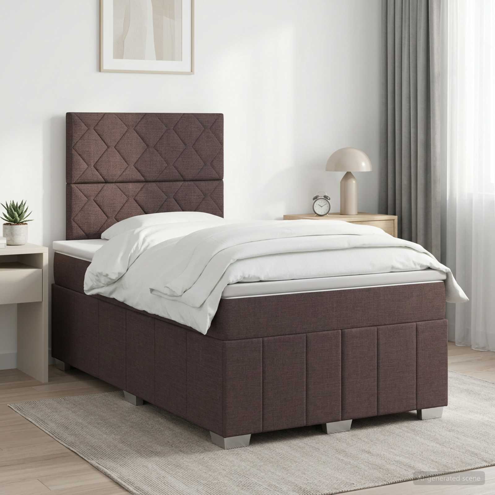 Boxspringbett mit Matratze Dunkelbraun 120 x 190 cm Stoff