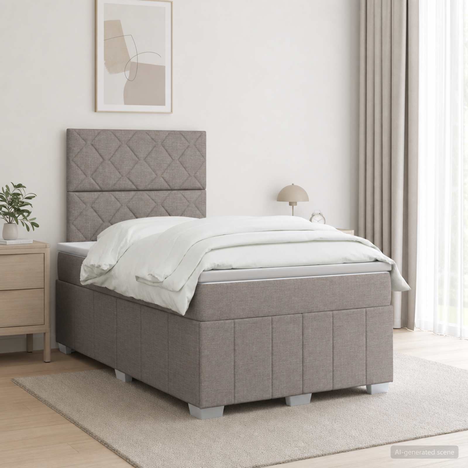 Boxspringbett mit Matratze Taupe 120 x 190 cm Stoff