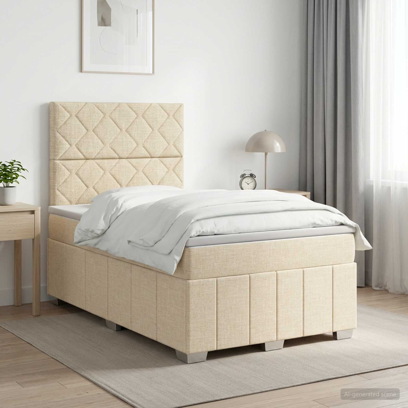 Boxspringbett mit Matratze Creme 120 x 190 cm Stoff