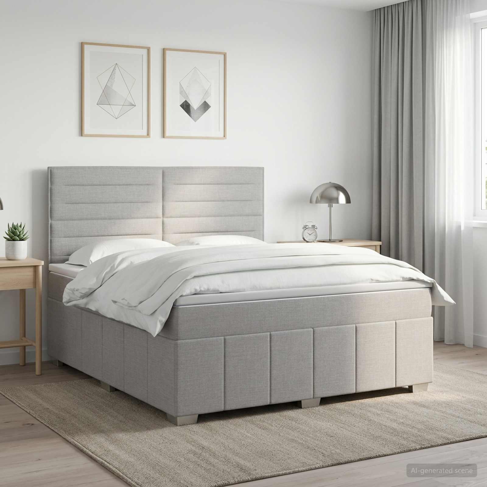 Boxspringbett mit Matratze Hellgrau 140 x 200 cm Stoff