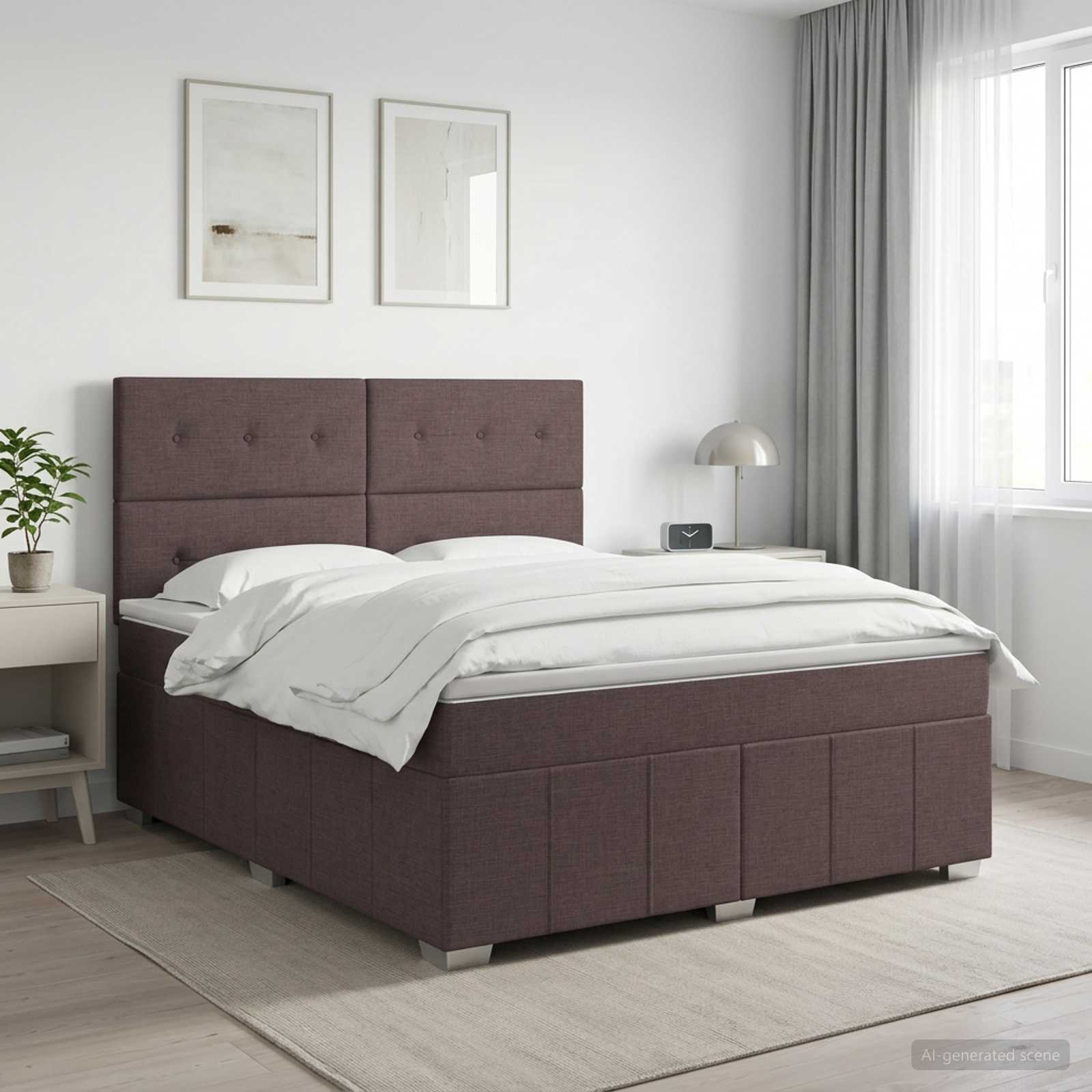 Boxspringbett mit Matratze Dunkelbraun 140 x 200 cm Stoff