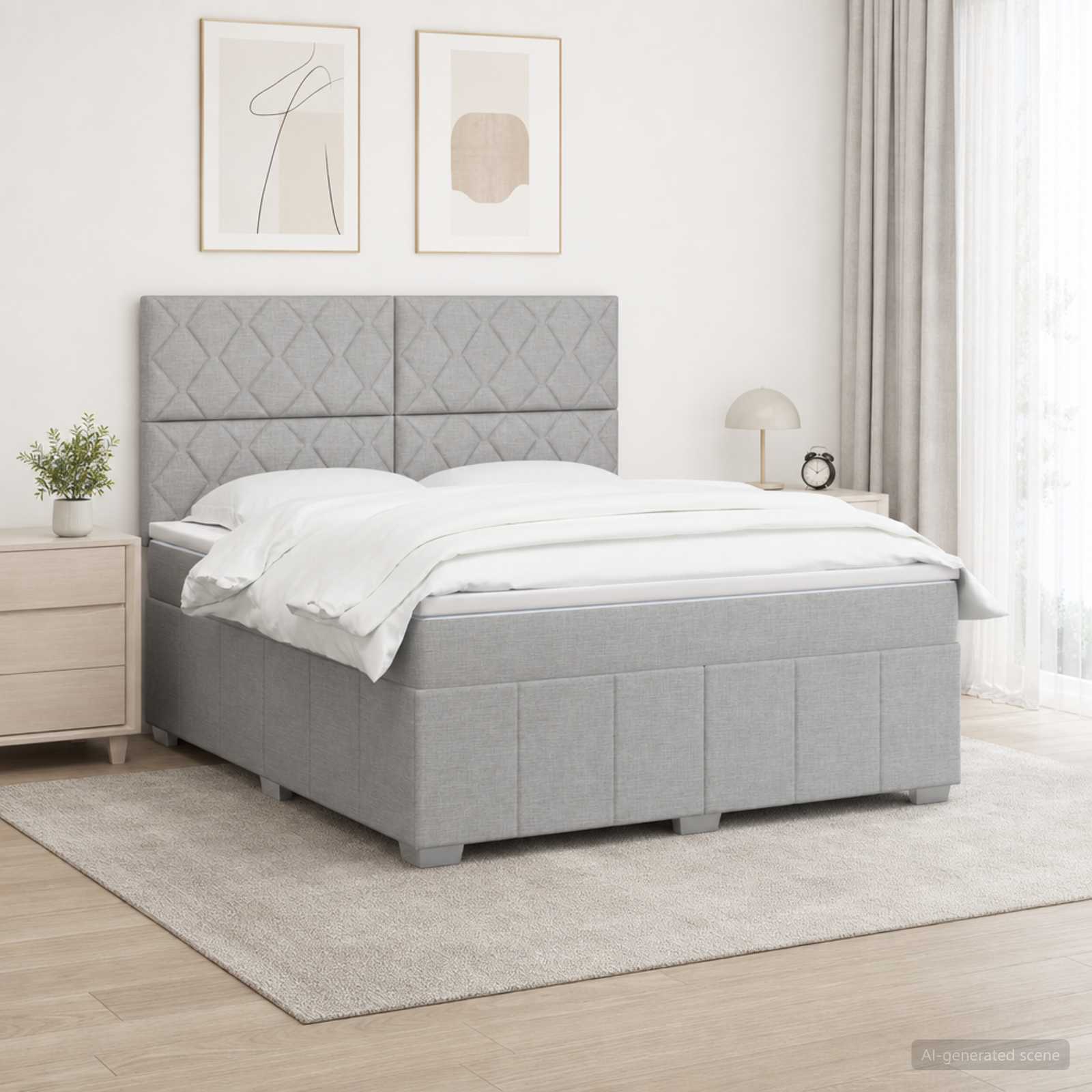 Boxspringbett mit Matratze Hellgrau 140 x 190 cm Stoff
