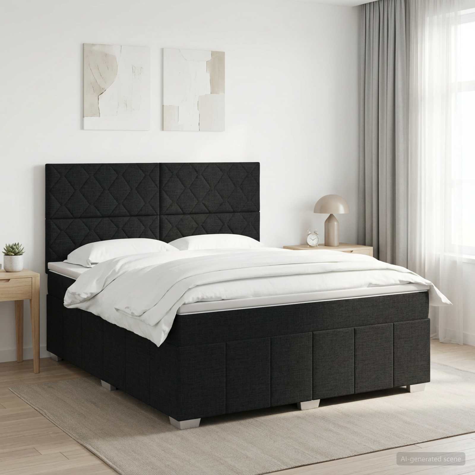 Boxspringbett mit Matratze Schwarz 140 x 200 cm Stoff