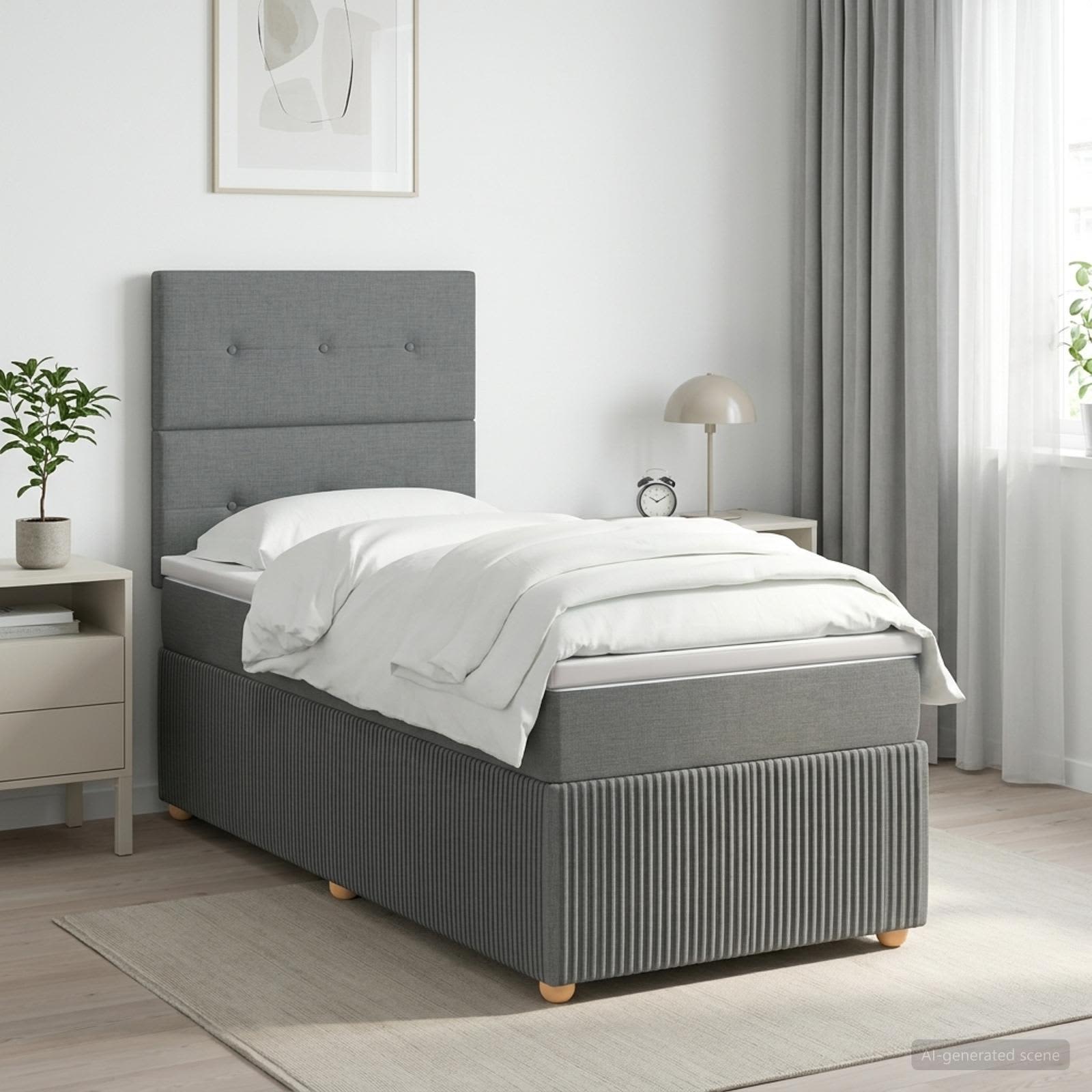 Boxspringbett mit Matratze Dunkelgrau 80 x 200 cm Stoff