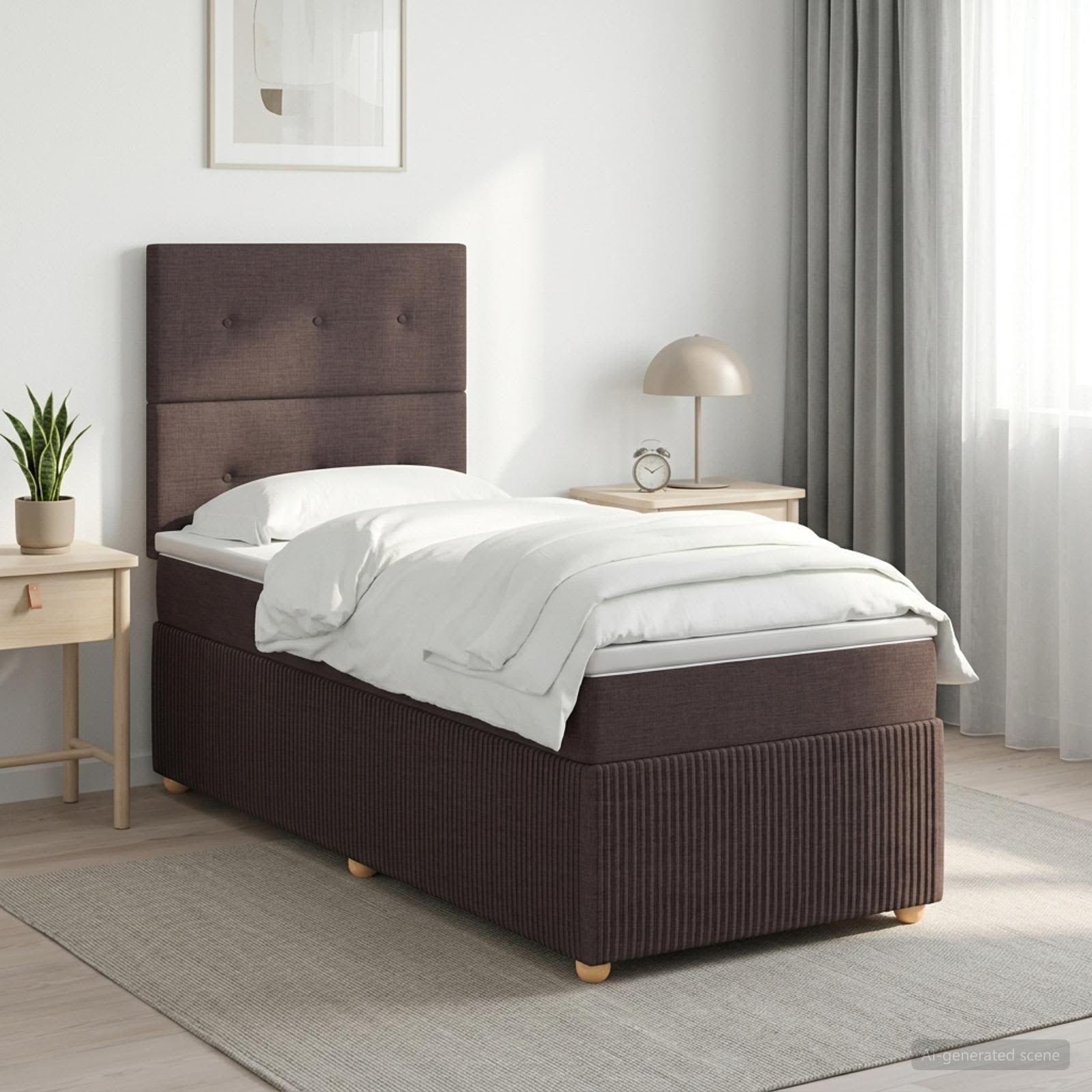 Boxspringbett mit Matratze Dunkelbraun 80 x 200 cm Stoff