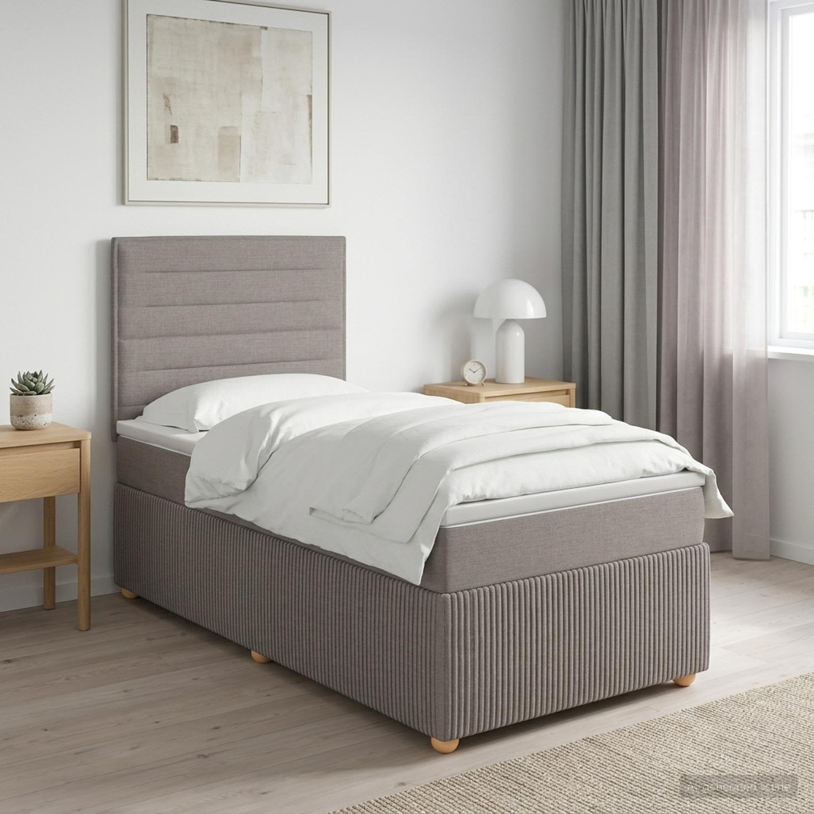Boxspringbett mit Matratze mit Kopfteil Taupe 90 x 190 cm Stoff