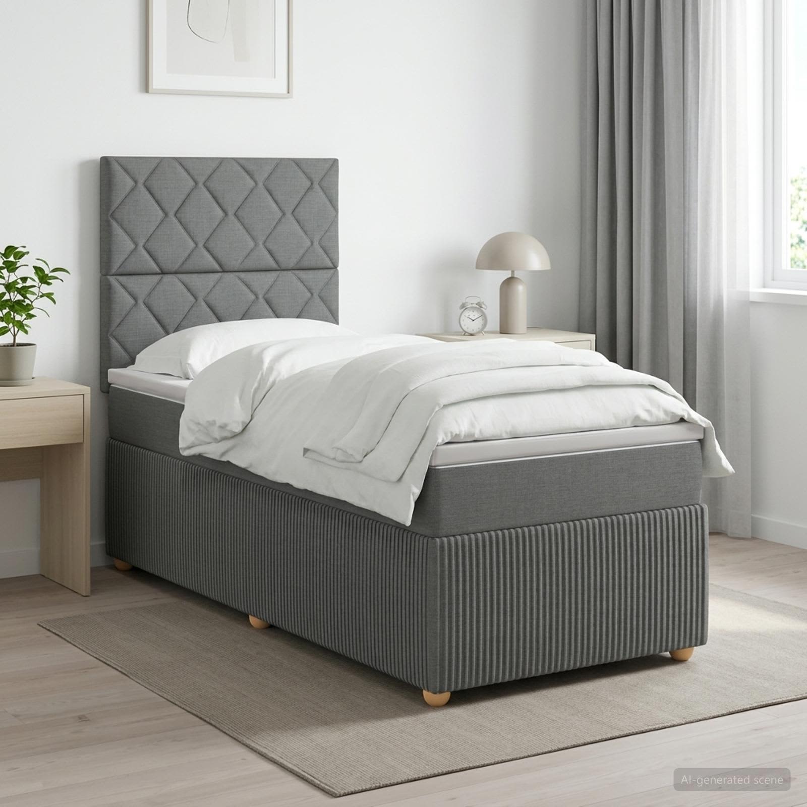 Boxspringbett mit Matratze Dunkelgrau 80 x 200 cm Stoff