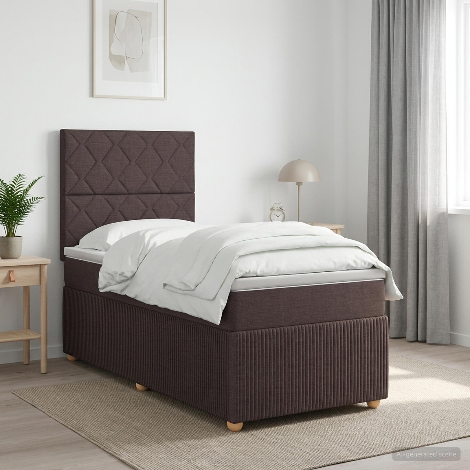 Boxspringbett mit Matratze Dunkelbraun 90 x 190 cm Stoff