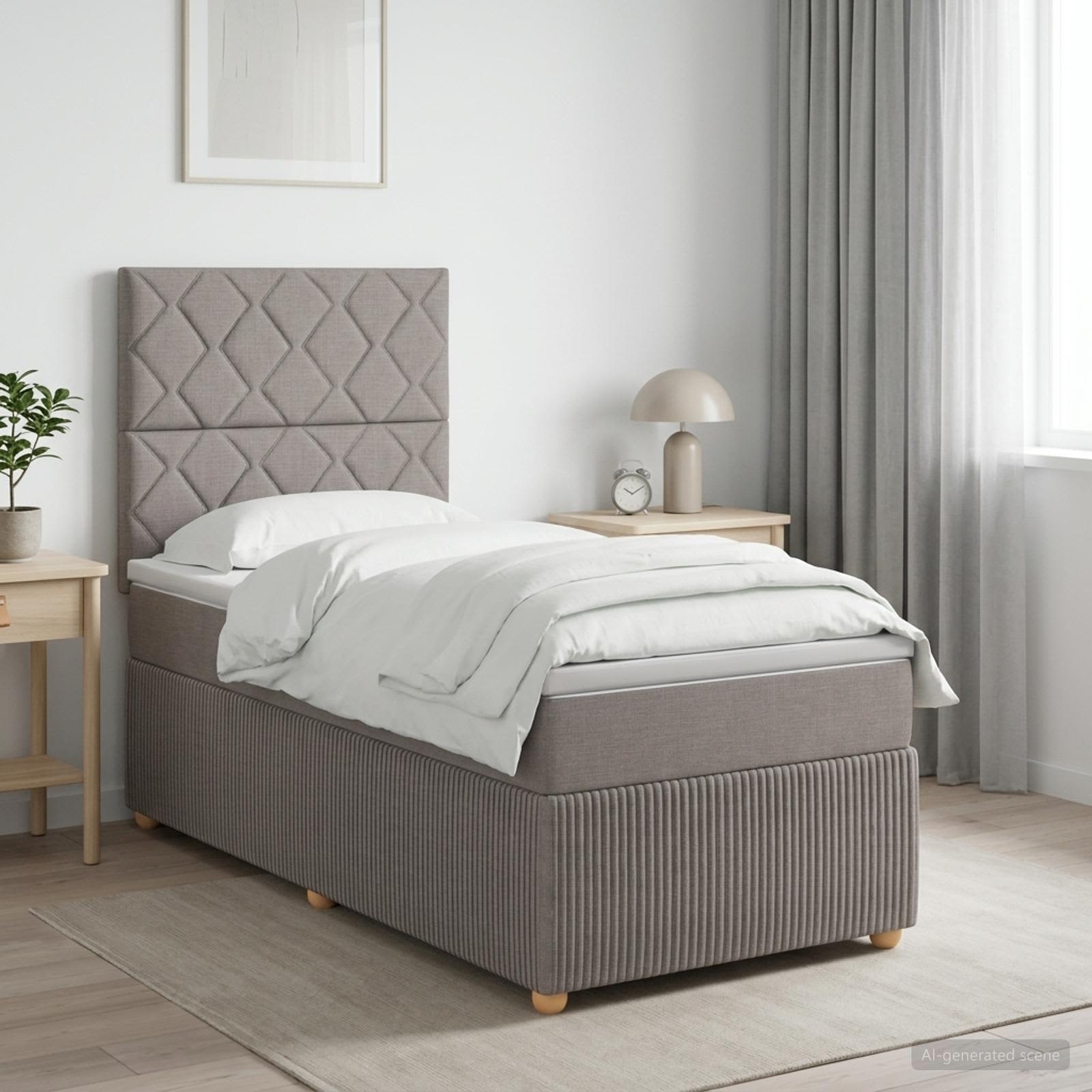 Boxspringbett mit Matratze mit Kopfteil Taupe 80 x 200 cm Stoff