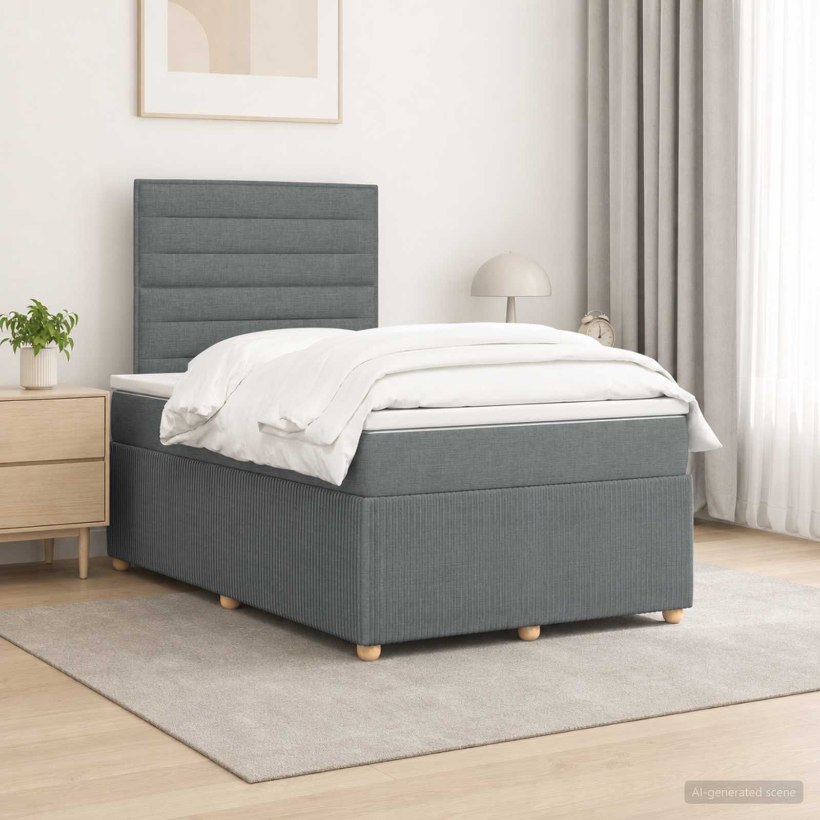 Boxspringbett mit Matratze Dunkelgrau 120 x 190 cm Stoff