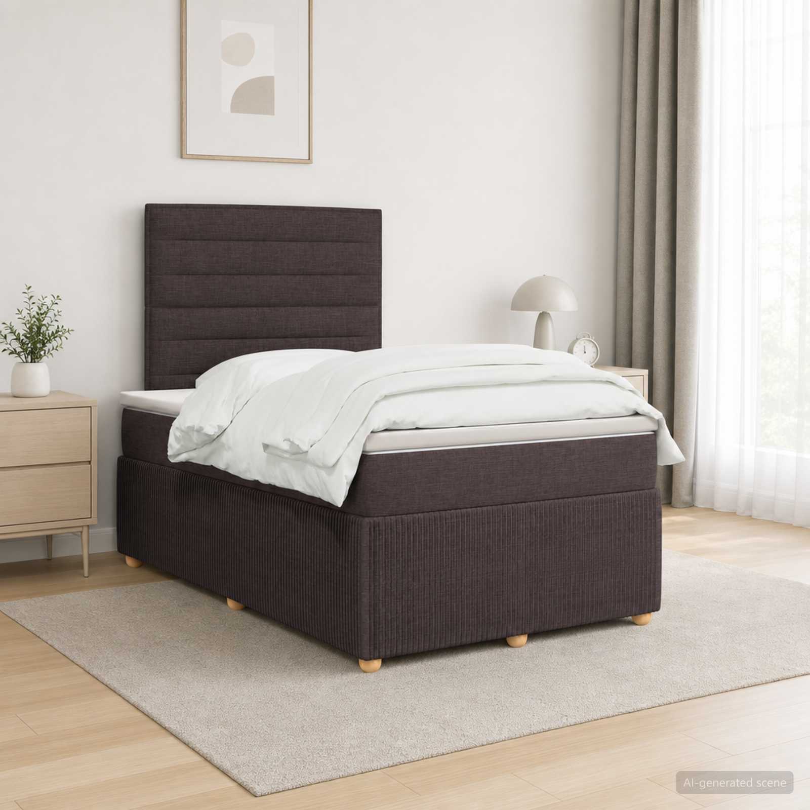 Boxspringbett mit Matratze Dunkelbraun 120 x 200 cm Stoff