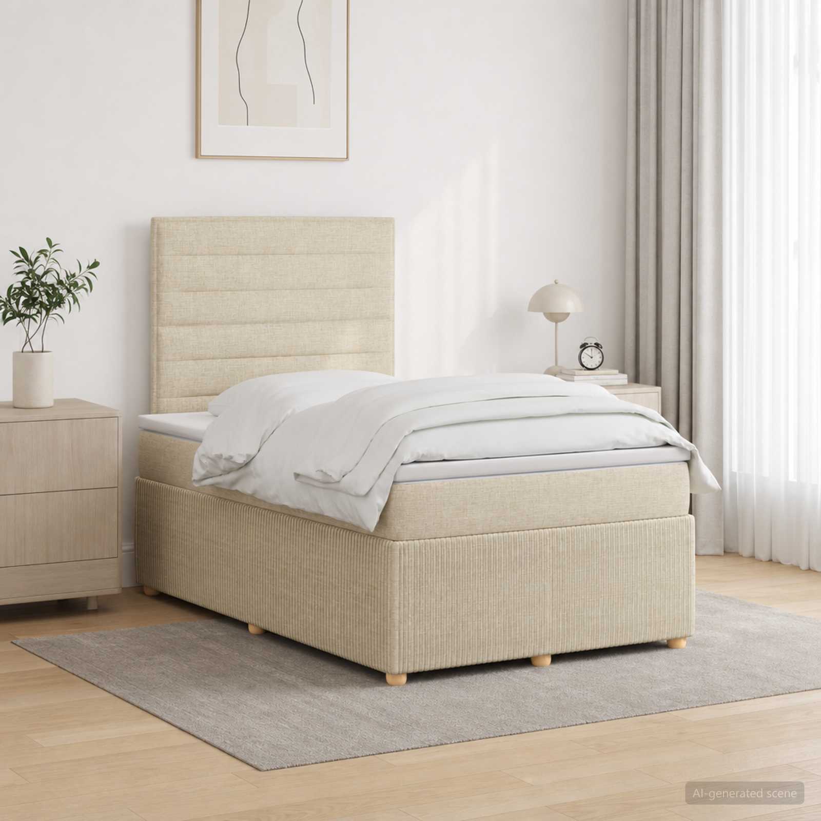 Boxspringbett mit Matratze Creme 120 x 190 cm Stoff