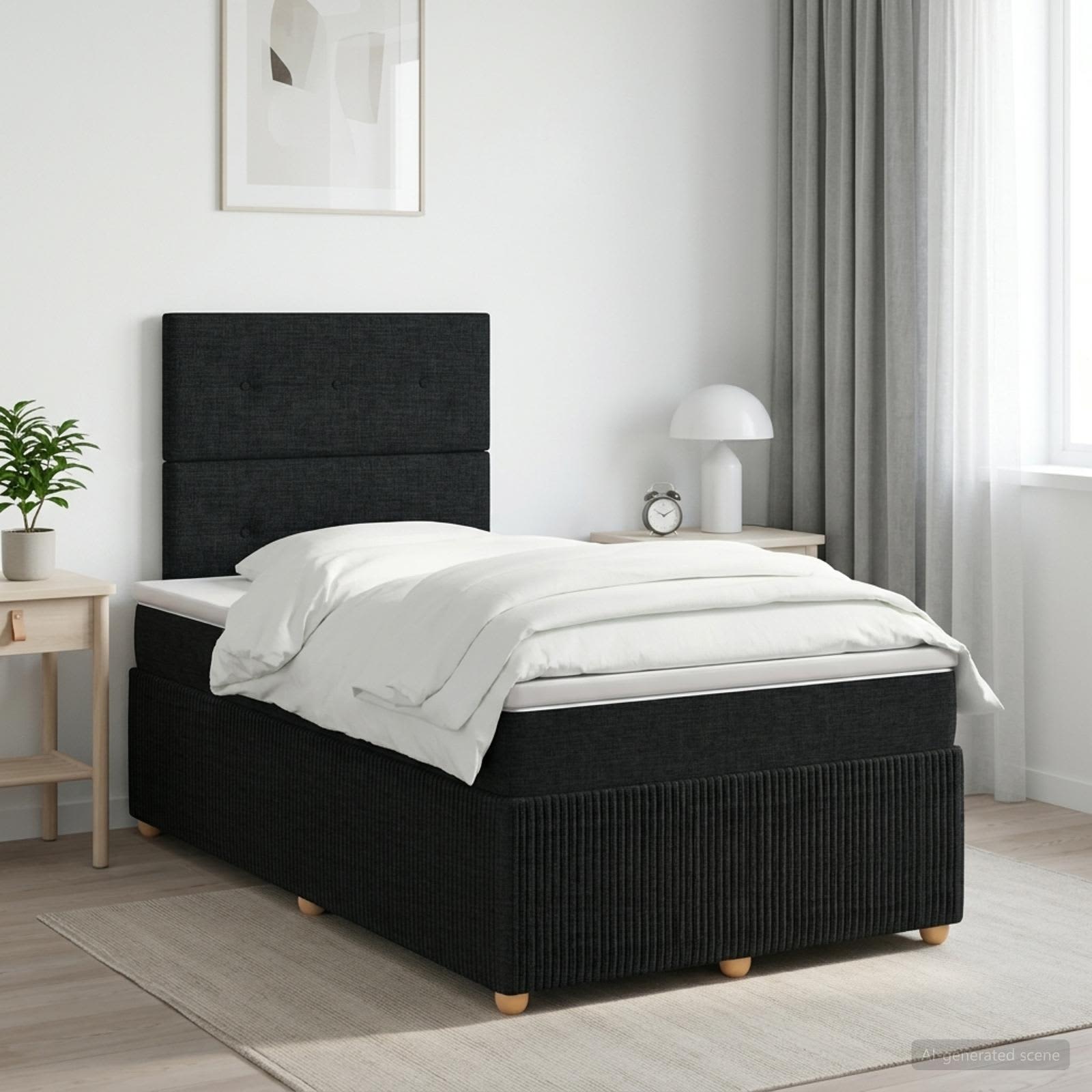Boxspringbett mit Matratze Schwarz 120 x 200 cm Stoff