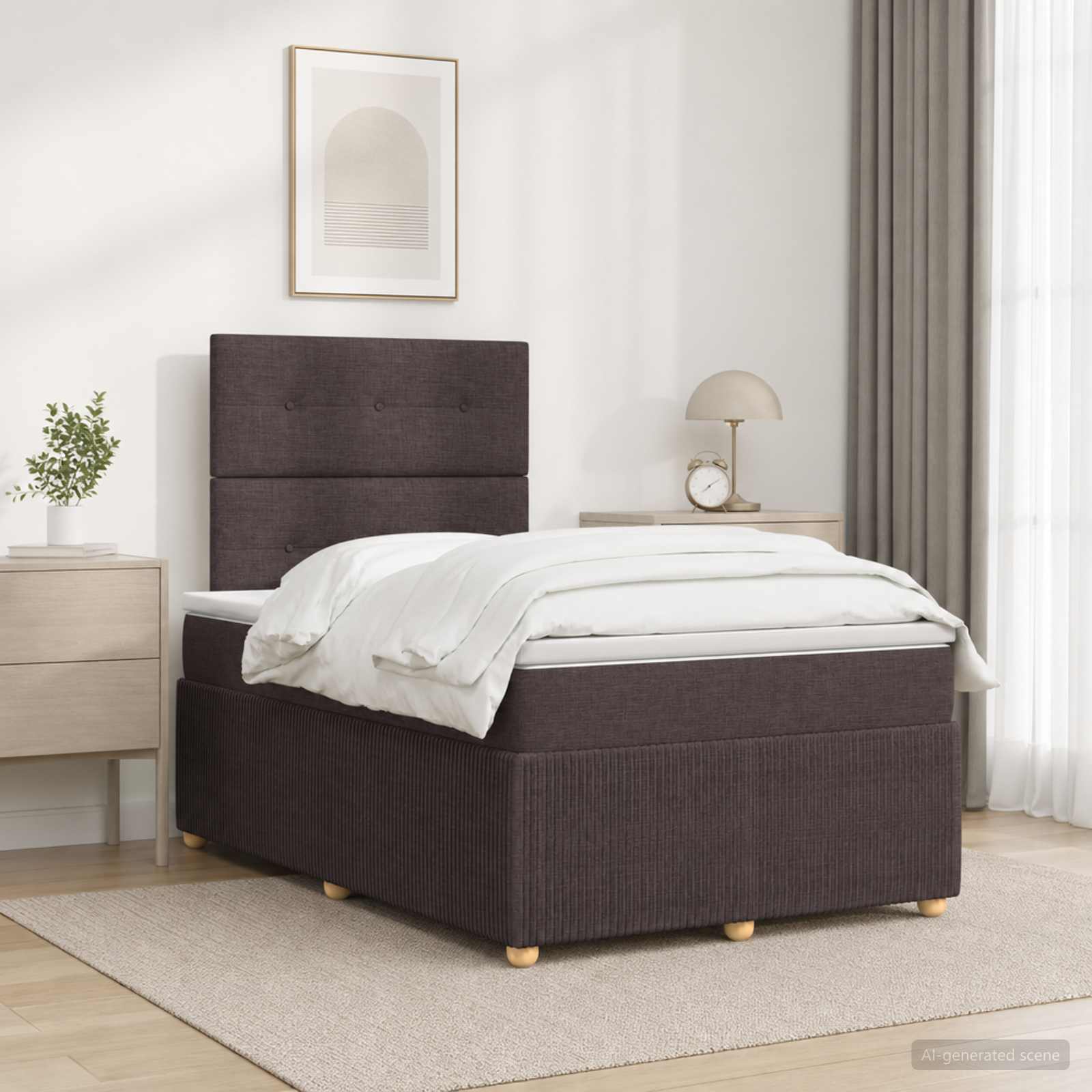 Boxspringbett mit Matratze Dunkelbraun 120 x 200 cm Stoff
