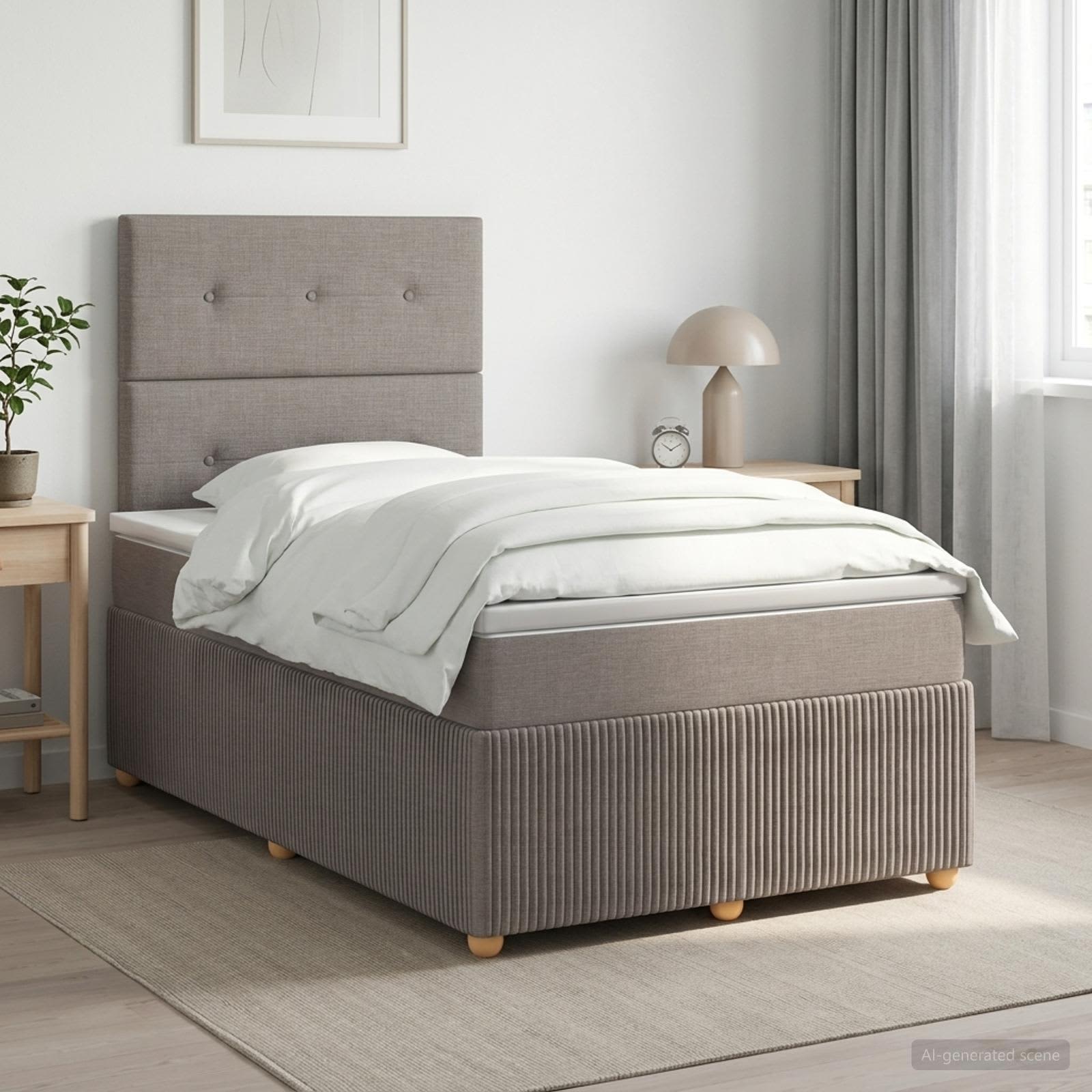 Boxspringbett mit Matratze Taupe 120 x 190 cm Stoff