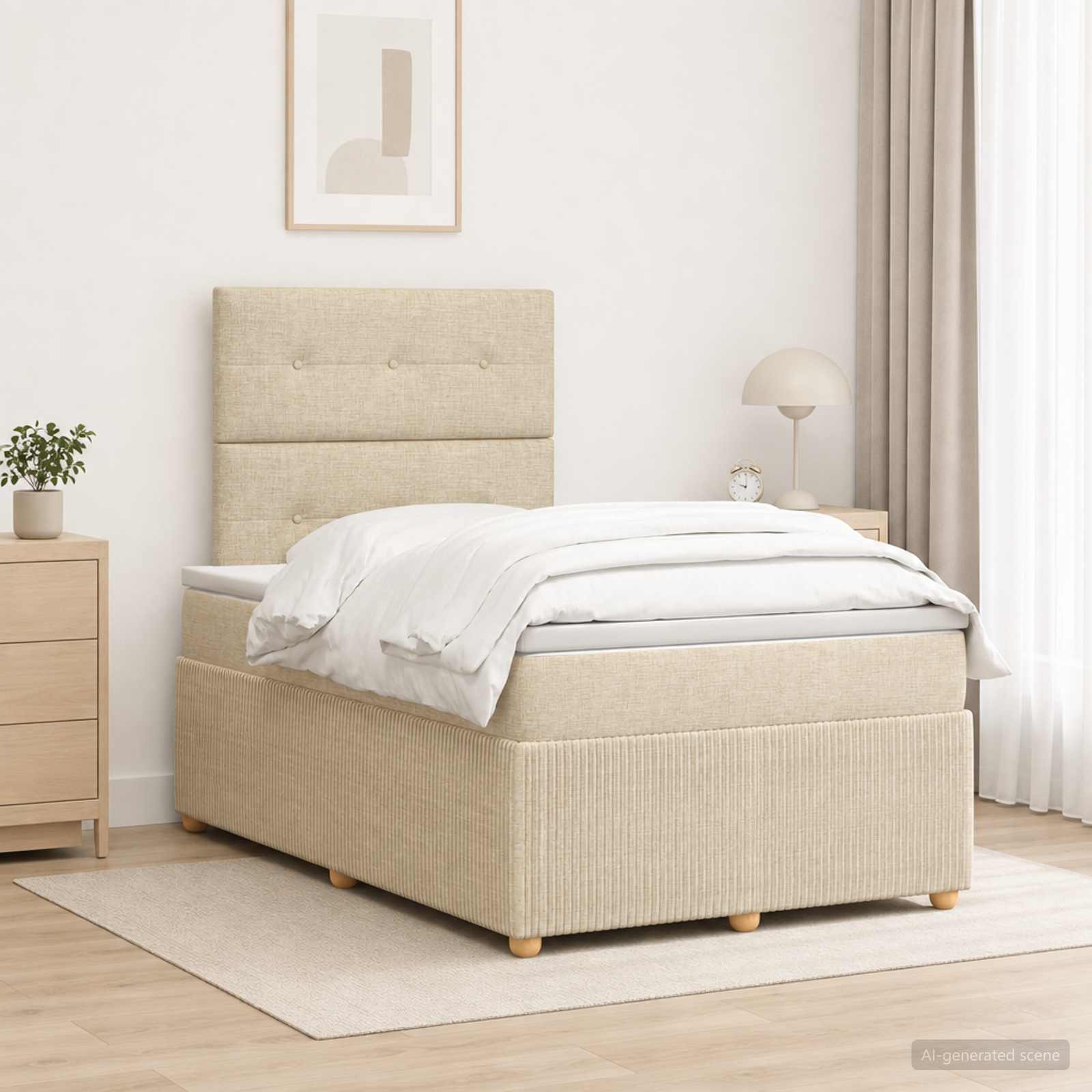 Boxspringbett mit Matratze Creme 120 x 200 cm Stoff