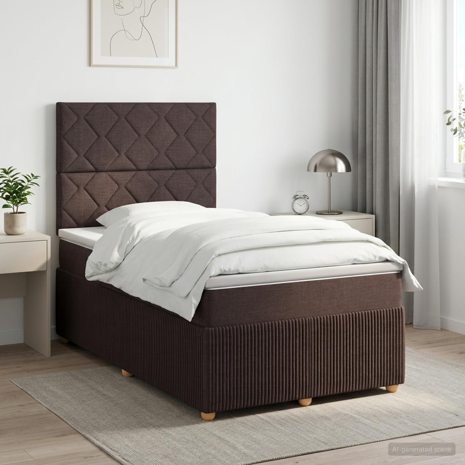 Boxspringbett mit Matratze Dunkelbraun 120 x 200 cm Stoff