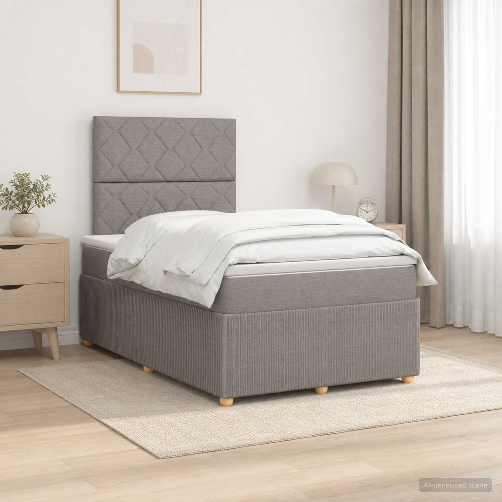 Boxspringbett mit Matratze Taupe 120 x 190 cm Stoff