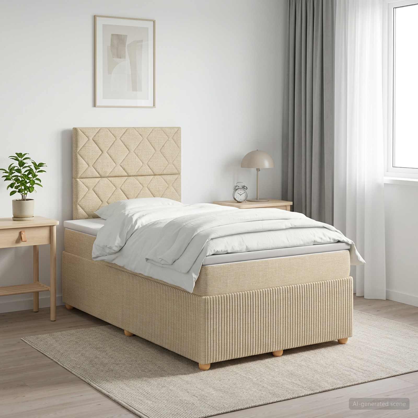 Boxspringbett mit Matratze Creme 120 x 200 cm Stoff