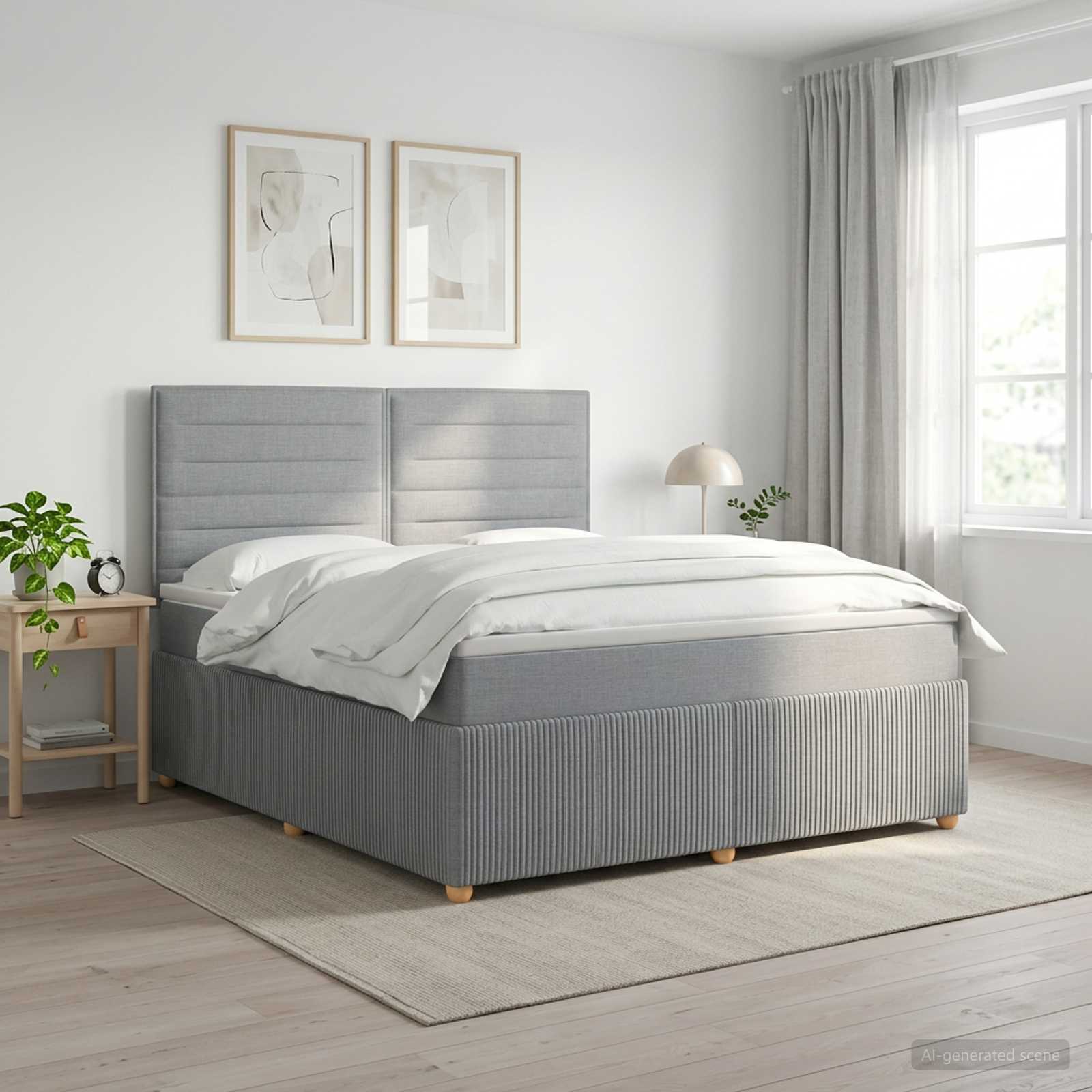 Boxspringbett mit Matratze Hellgrau 140 x 200 cm Stoff