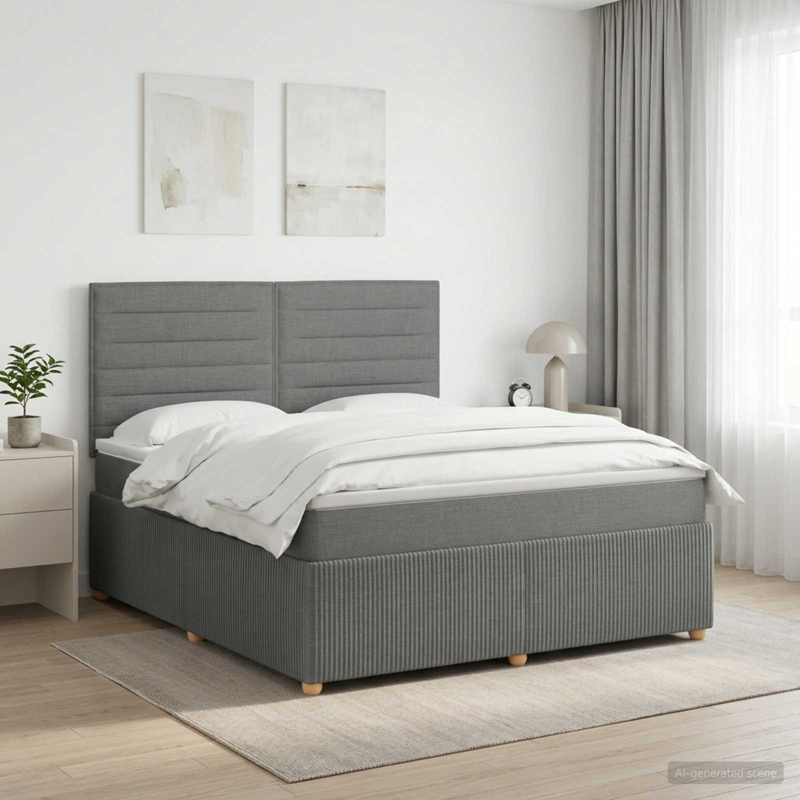 Boxspringbett mit Matratze Dunkelgrau 140 x 200 cm Stoff