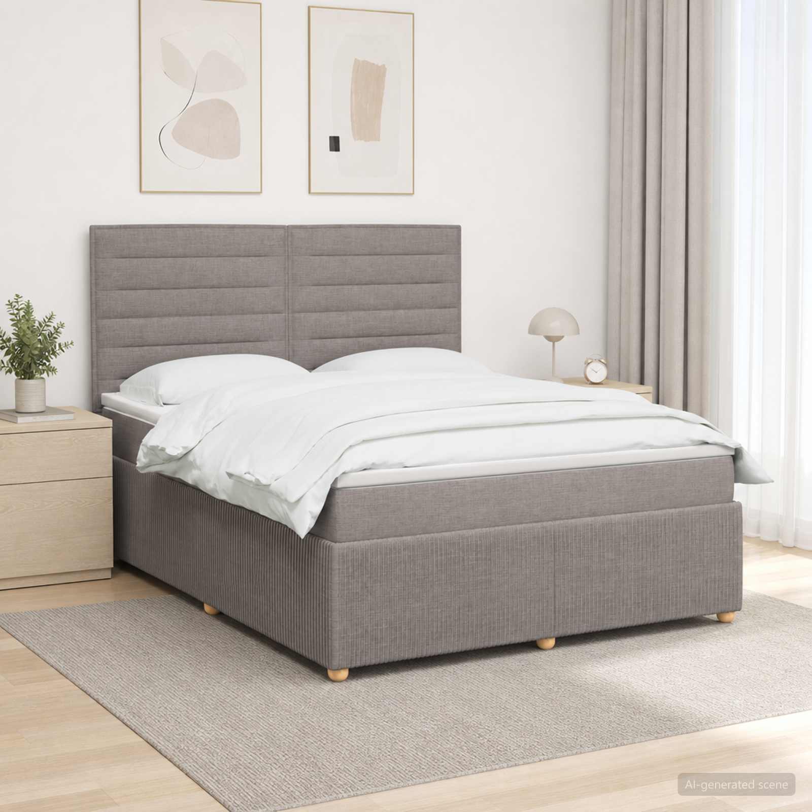Boxspringbett mit Matratze Taupe 140 x 200 cm Stoff