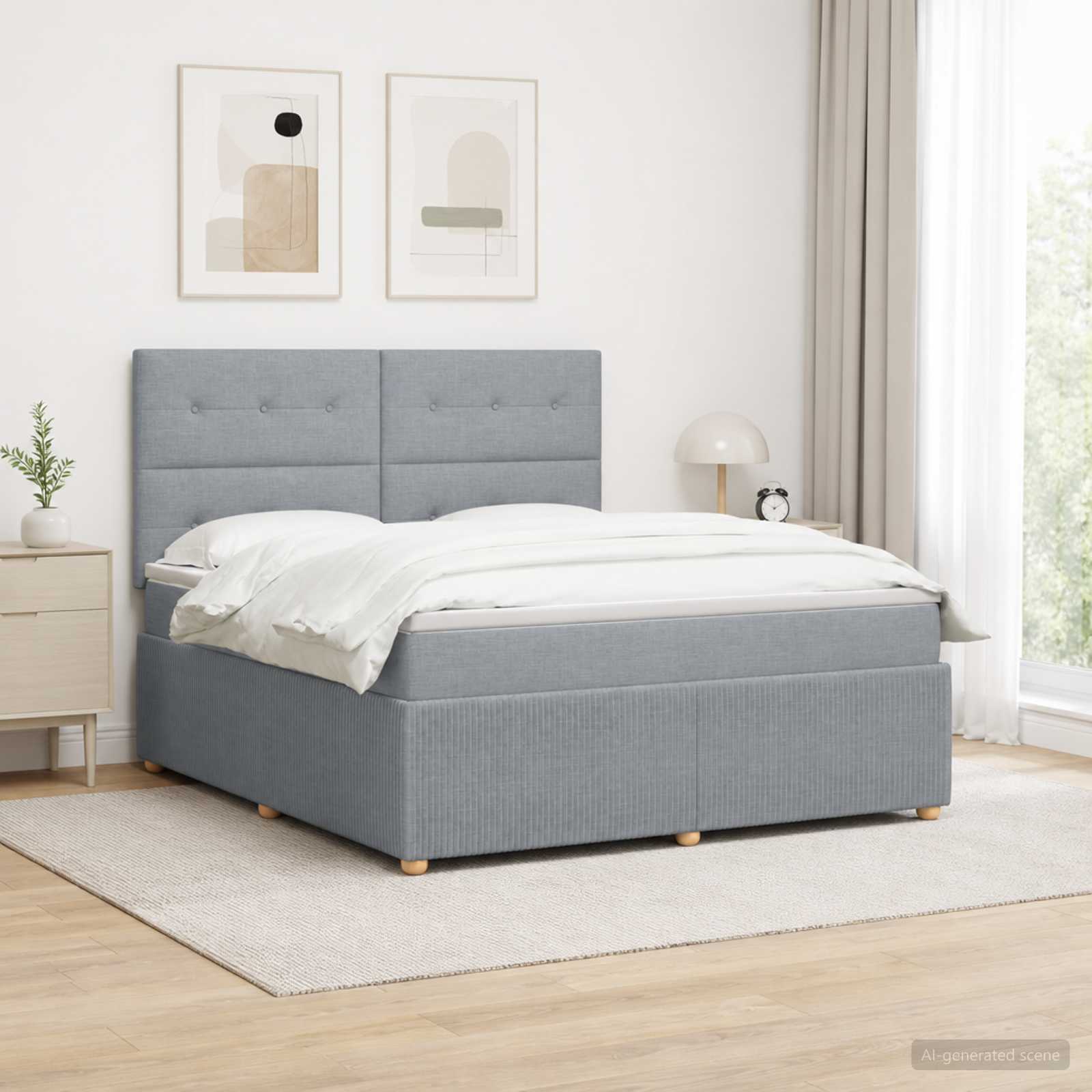 Boxspringbett mit Matratze Hellgrau 140 x 190 cm Stoff