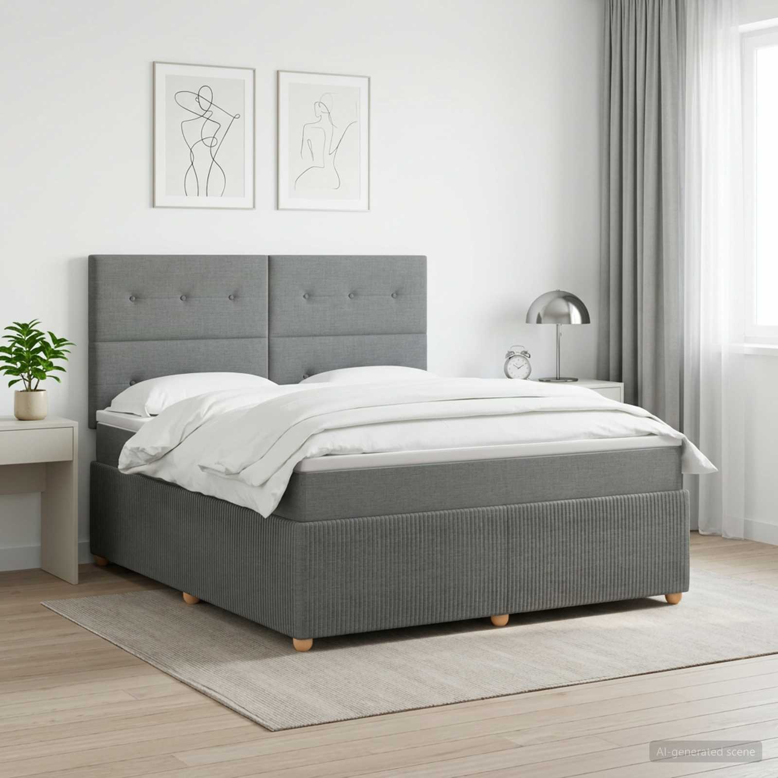 Boxspringbett mit Matratze Dunkelgrau 140 x 200 cm Stoff