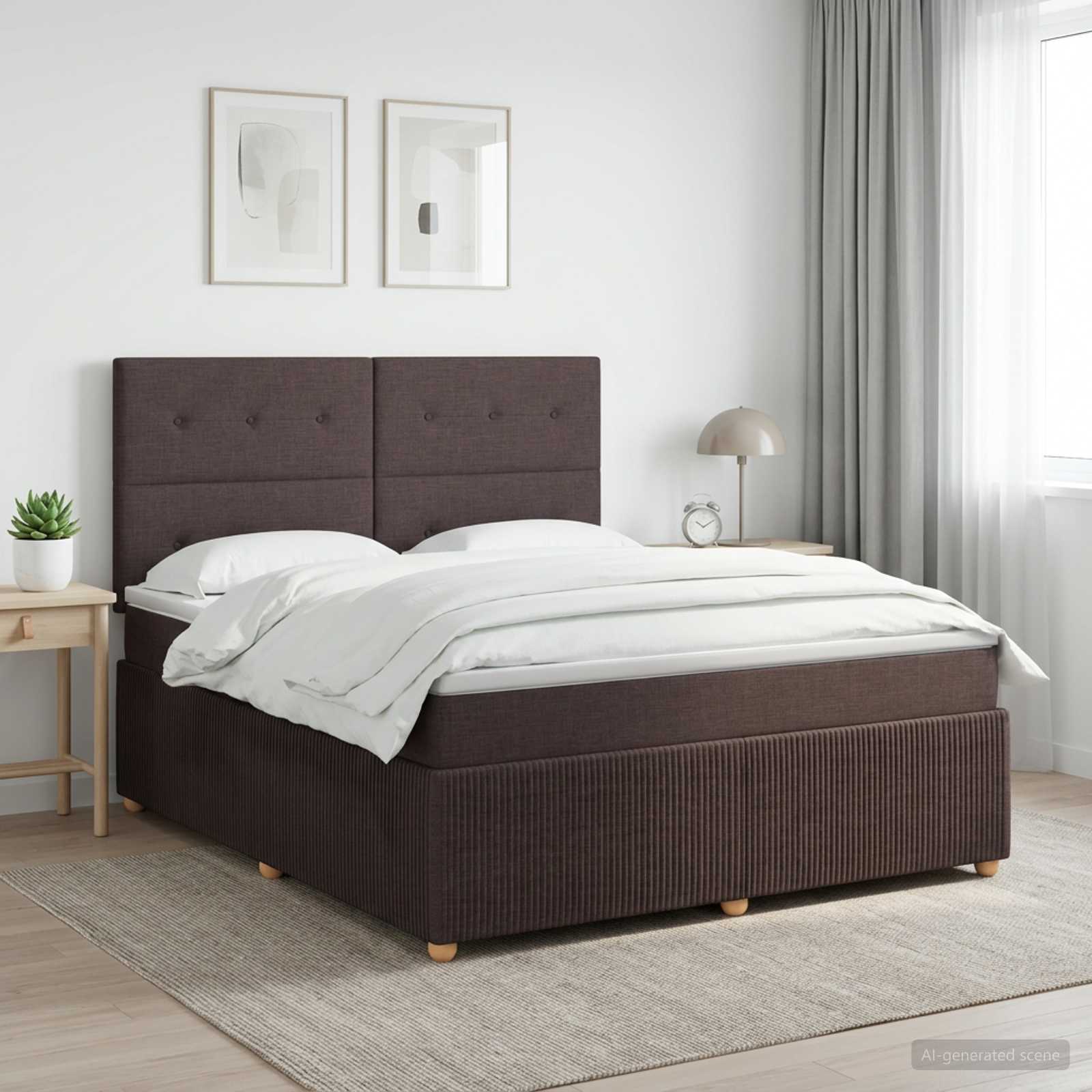 Boxspringbett mit Matratze Dunkelbraun 140 x 190 cm Stoff