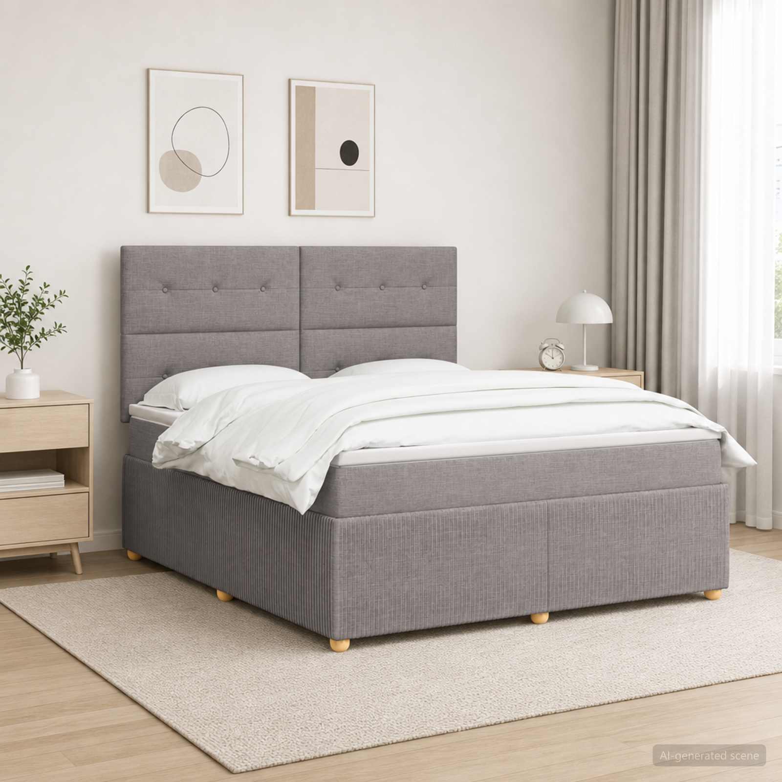 Boxspringbett mit Matratze Taupe 140 x 190 cm Stoff