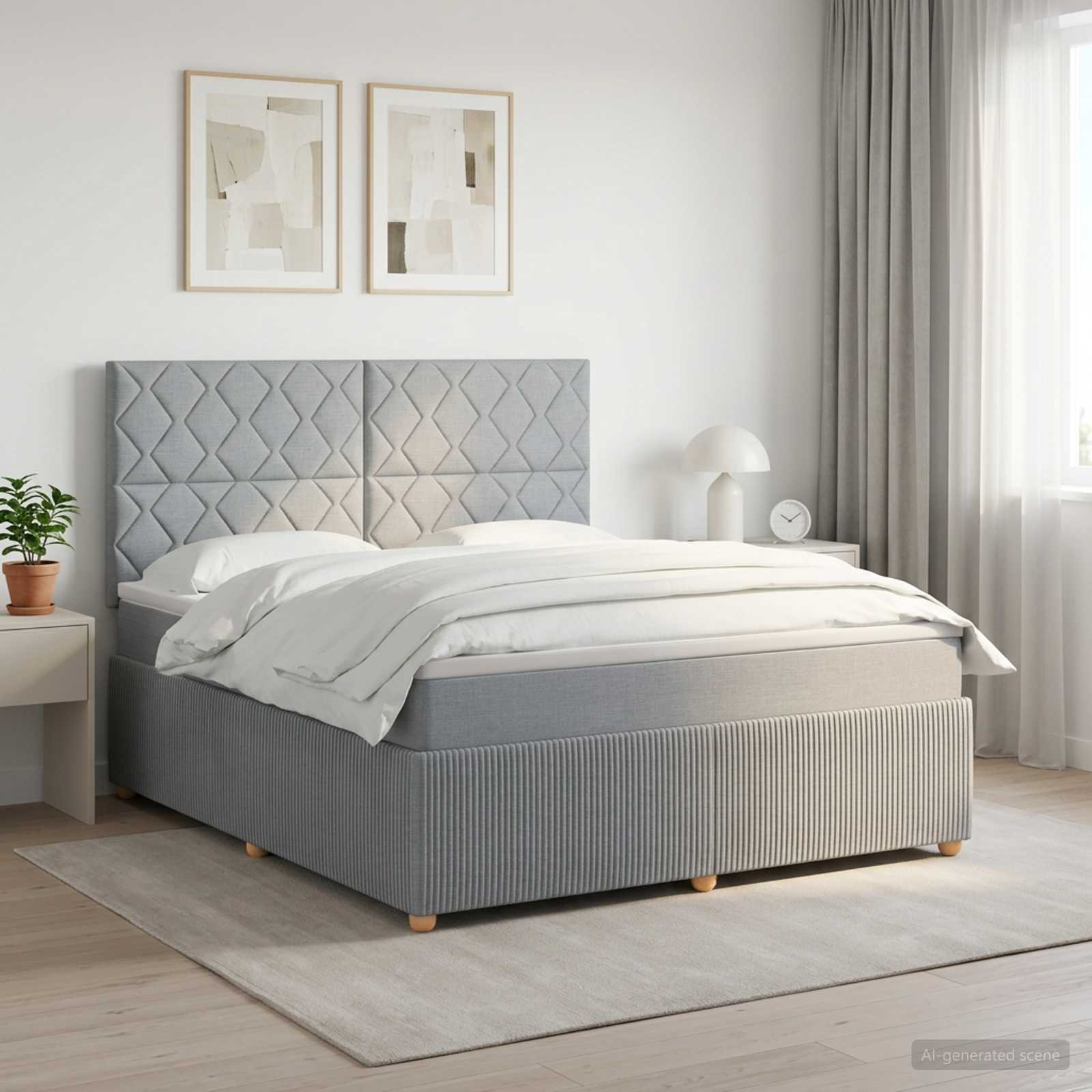 Boxspringbett mit Matratze Hellgrau 140 x 200 cm Stoff