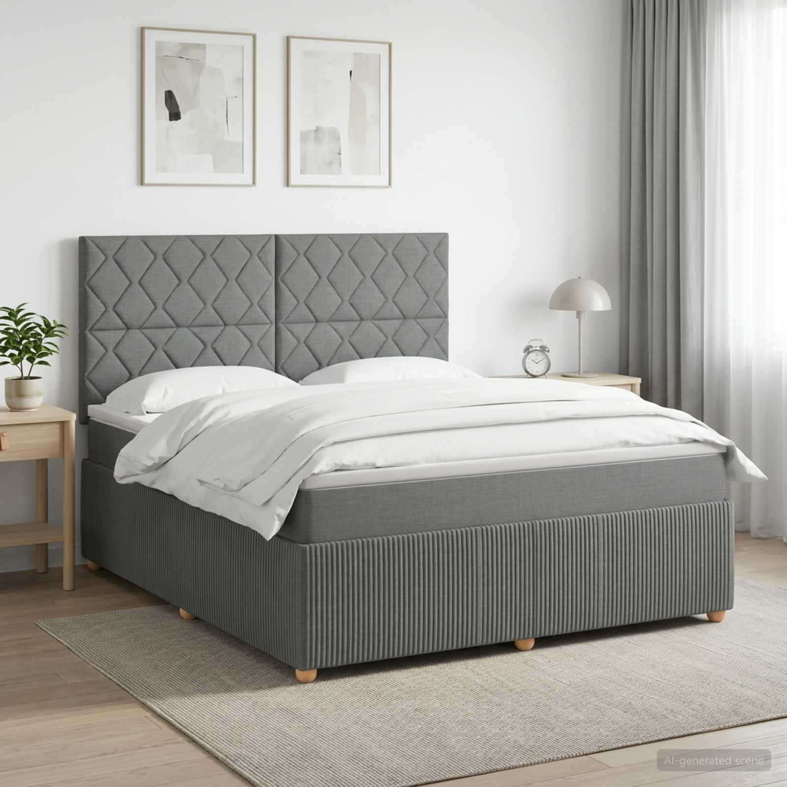 Boxspringbett mit Matratze Dunkelgrau 140 x 190 cm Stoff