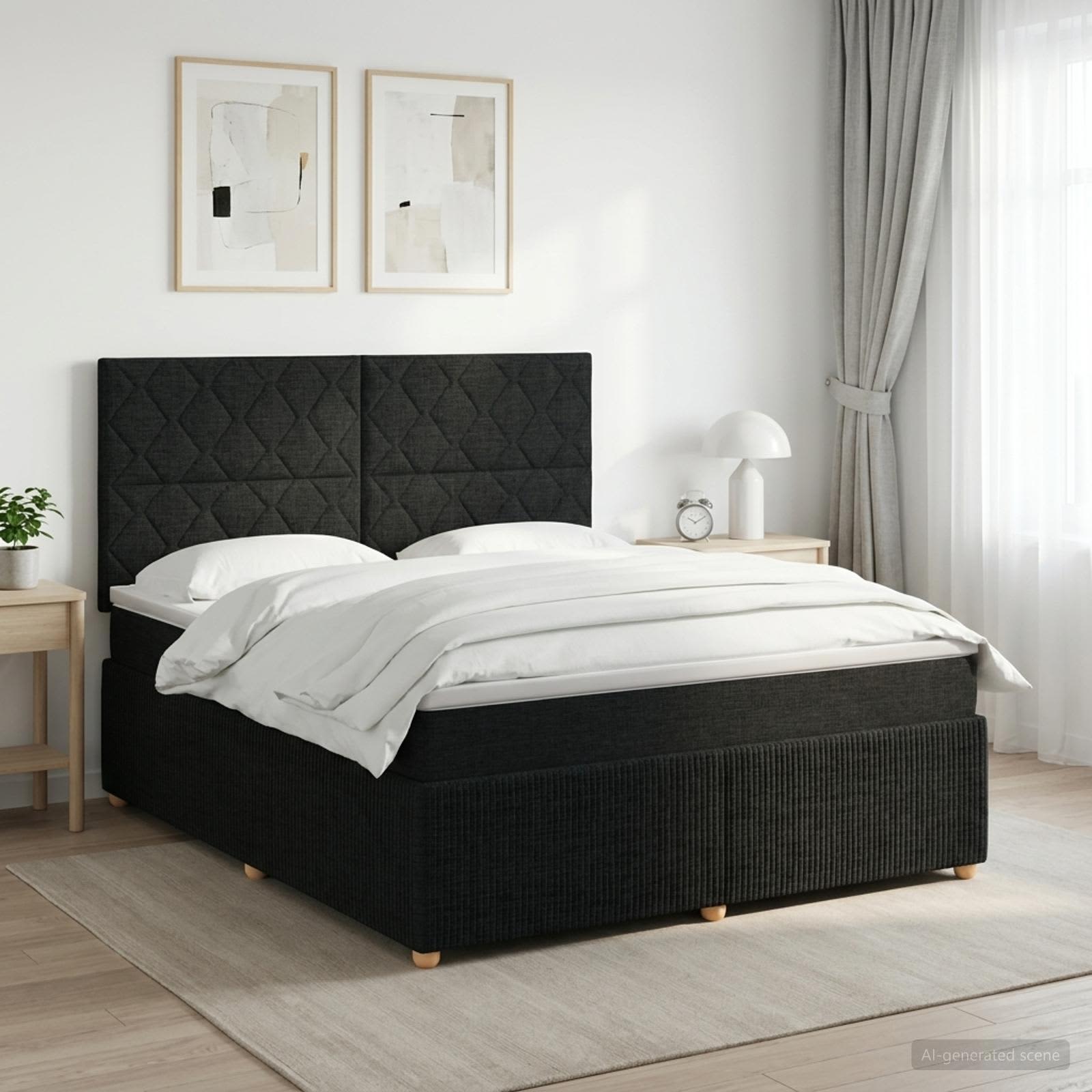Boxspringbett mit Matratze Schwarz 140 x 190 cm Stoff