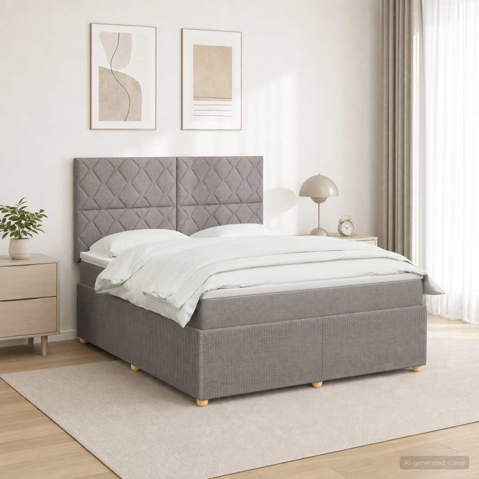 Boxspringbett mit Matratze Taupe 140 x 190 cm Stoff