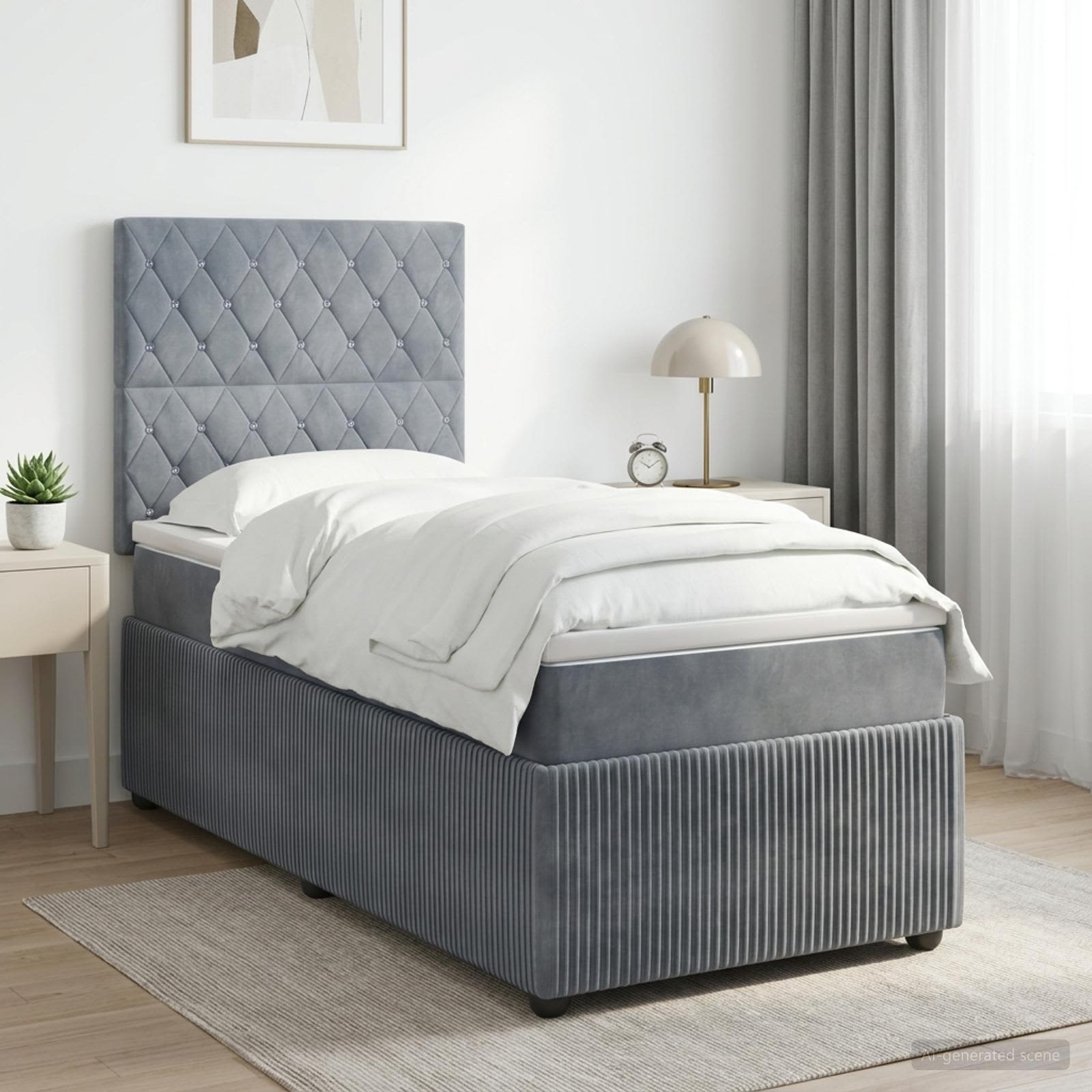 Boxspringbett mit Matratze Dunkelgrau 100 x 200 cm Samt