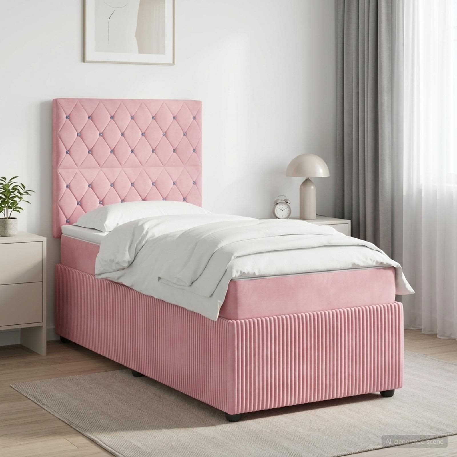 Boxspringbett mit Matratze mit Kopfteil Rosa 80 x 200 cm Samt