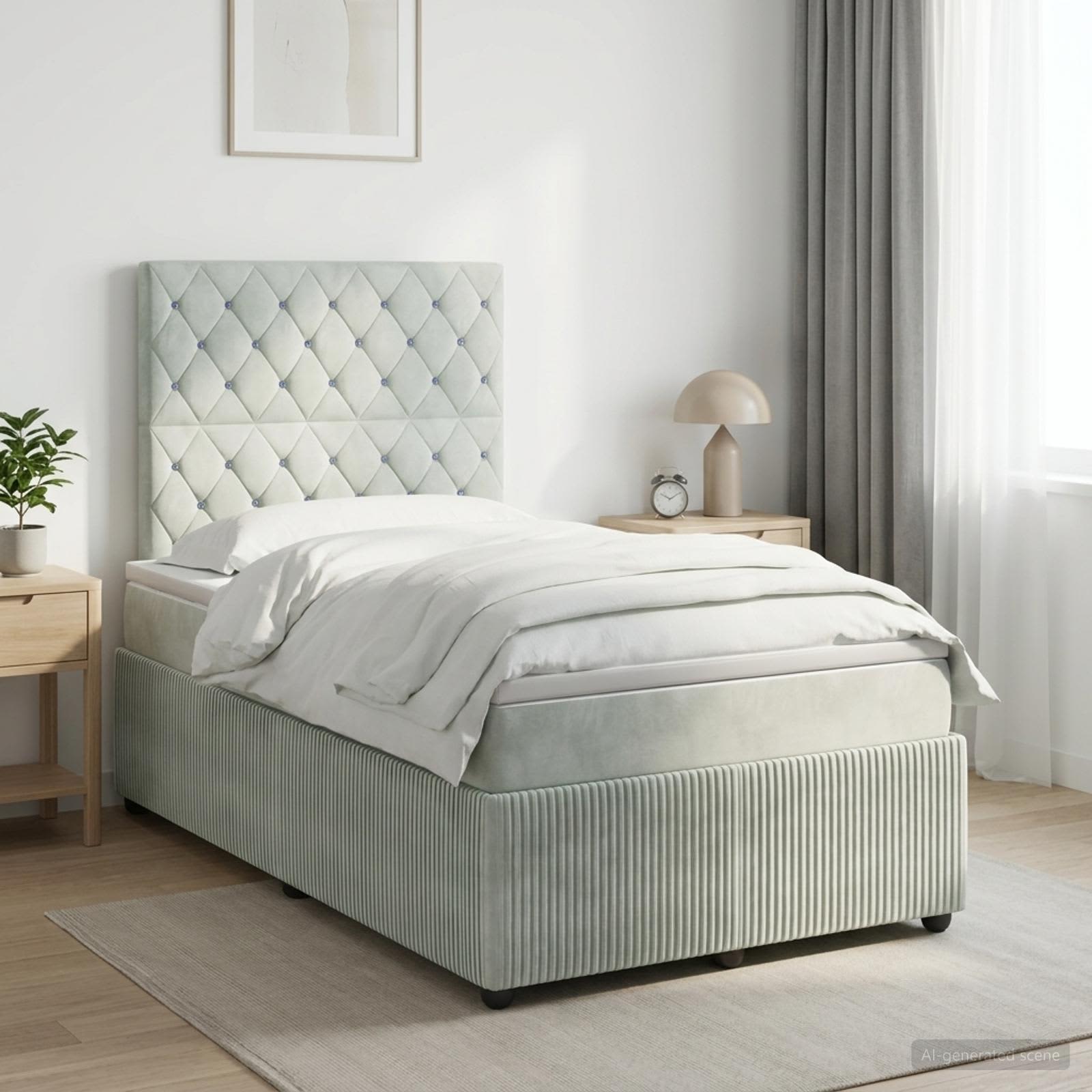 Boxspringbett mit Matratze Hellgrau 120 x 200 cm Samt